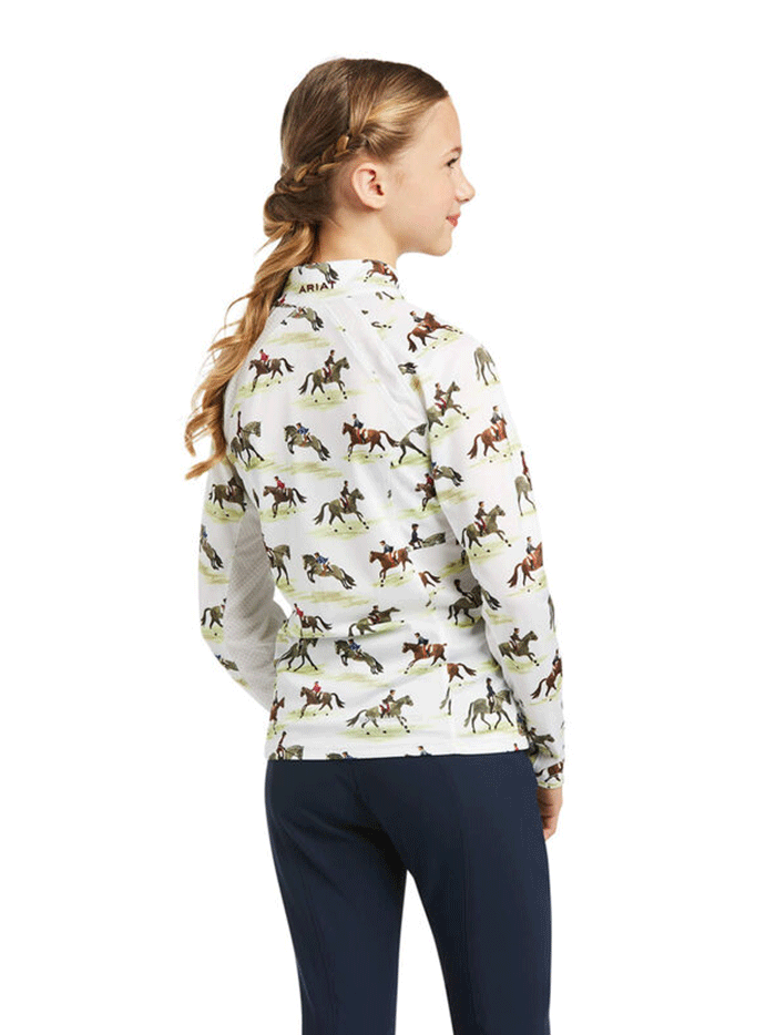 Ariat Kids Sunstopper Baselayer Top - UPF 50+ Sun Protection, Moisture-Wicking & Breathable for Outdoor Activities, Hiking, and Sports (Style: Good Show Print)