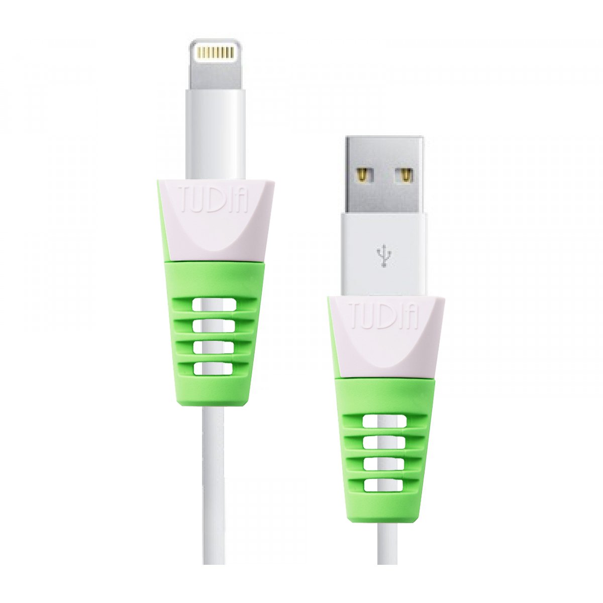 TUDIA Klip Snap-On Charging Cable Protector for iPhone iPad iPod - Durable Cord Saver in Green | Perfect for Home, Office & Travel Use