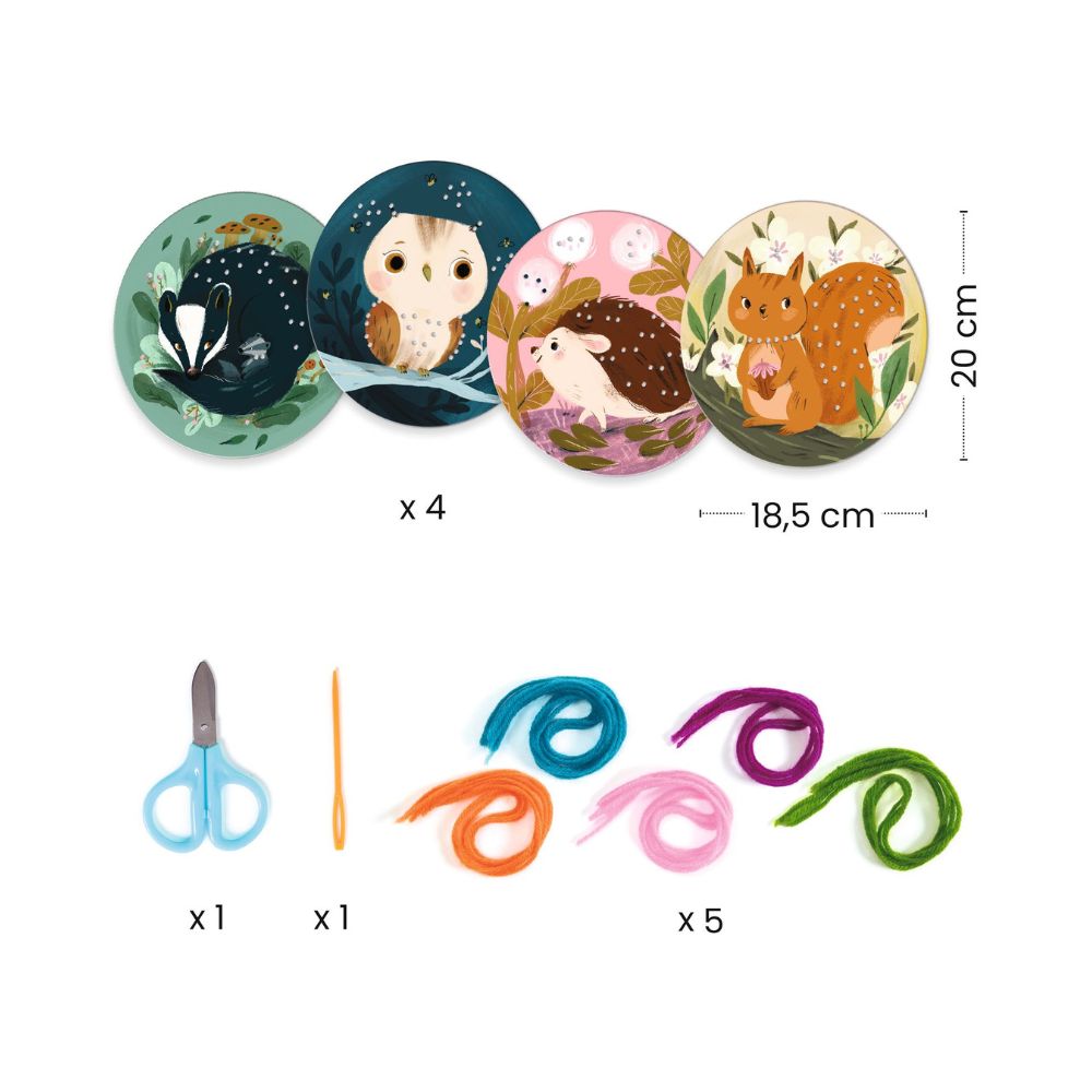 Djeco Wool Threading Kit for Kids - Creative Lacing & Sewing Toy - Fine Motor Skills Activity for Preschoolers & Toddlers - Perfect for Classroom, Homeschool & Montessori Learning