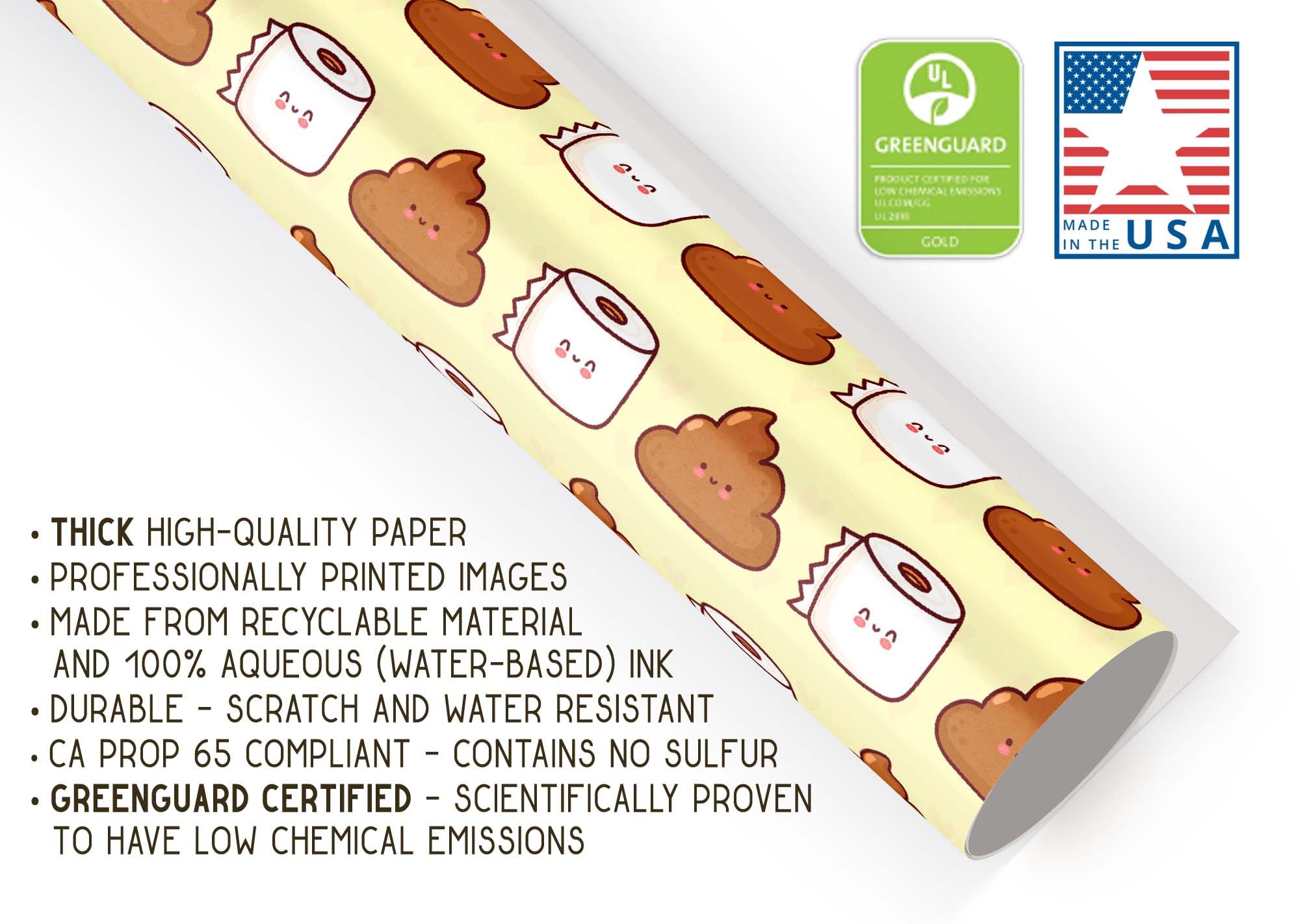 Funny Poop Emoji Christmas Wrapping Paper - Cute Holiday Gift Wrap for Kids, Xmas Party Decorations - 20x30 Inch Sheet - Perfect for Gag Gifts, Stocking Stuffers & Festive Holiday Parties