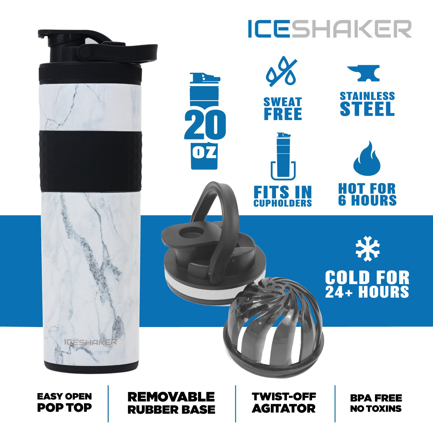 20oz Skinny Shaker Bottle - Leak Proof, BPA Free, Portable Water Bottle for Gym, Workout & Fitness - Perfect for Protein Shakes, Smoothies & Hydration On The Go