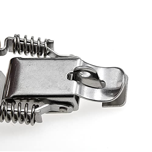 90 Degrees Stainless Steel 304 Toolbox Toggle Latch with Compression Spring - Secure Locking Hasp Catch Clamp with Keyhole & Screws (Small Size) - Ideal for Toolboxes, Cabinets, Storage Cases & Industrial Equipment Protection