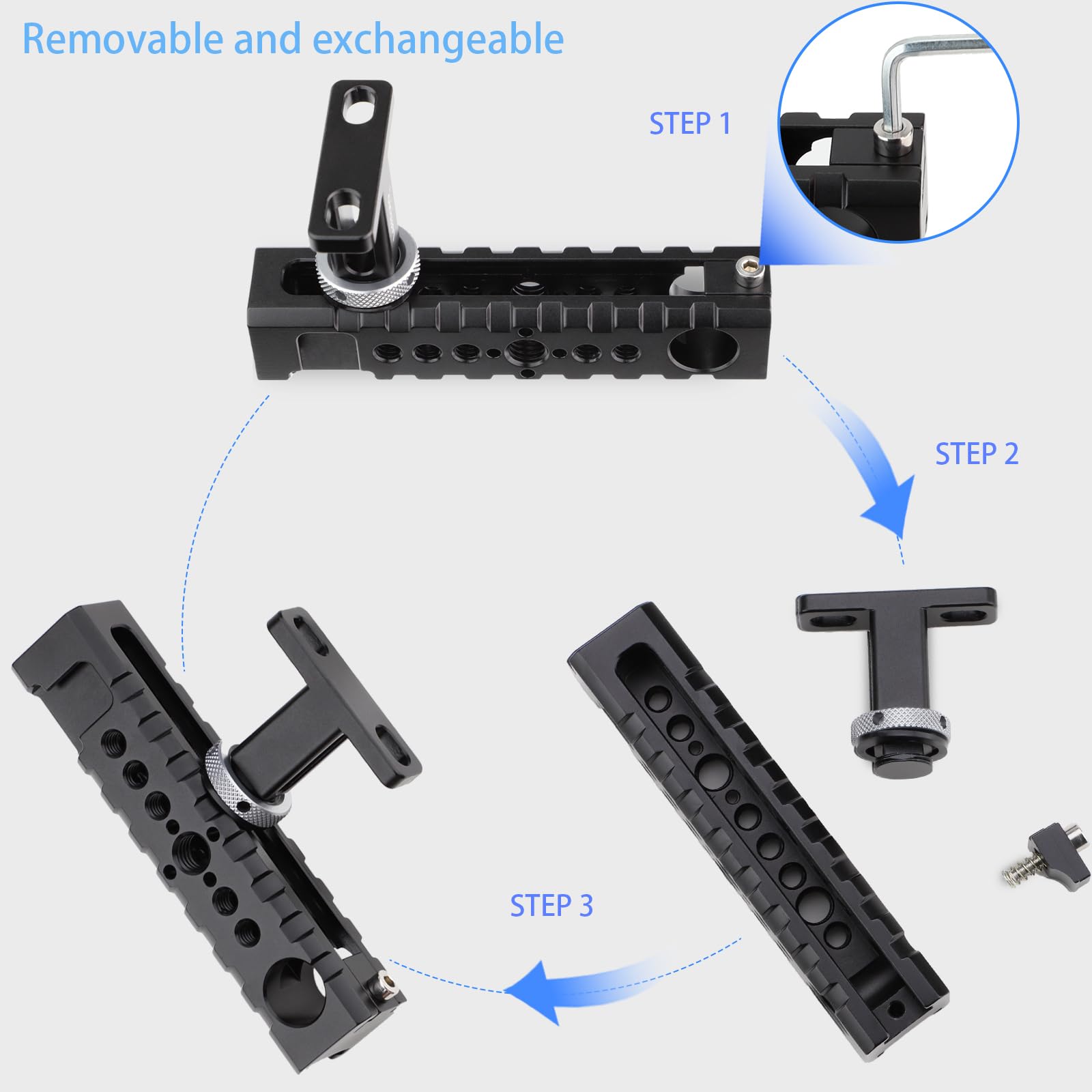 Universal DSLR Camera Top Handle & Side Handle Grip - Compatible with DSLR Cameras, Video Camcorders, Film Rigs - Includes Shoe Mount for LED Lights & Microphones - Perfect for Videography, Filmmaking, and Professional Video Production
