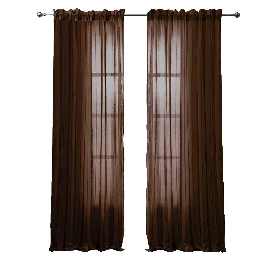 Sheer Woven Solid Drapes Curtains 55x84 Inches - 2 Panel Set for Living Room, Bedroom & Window Decor