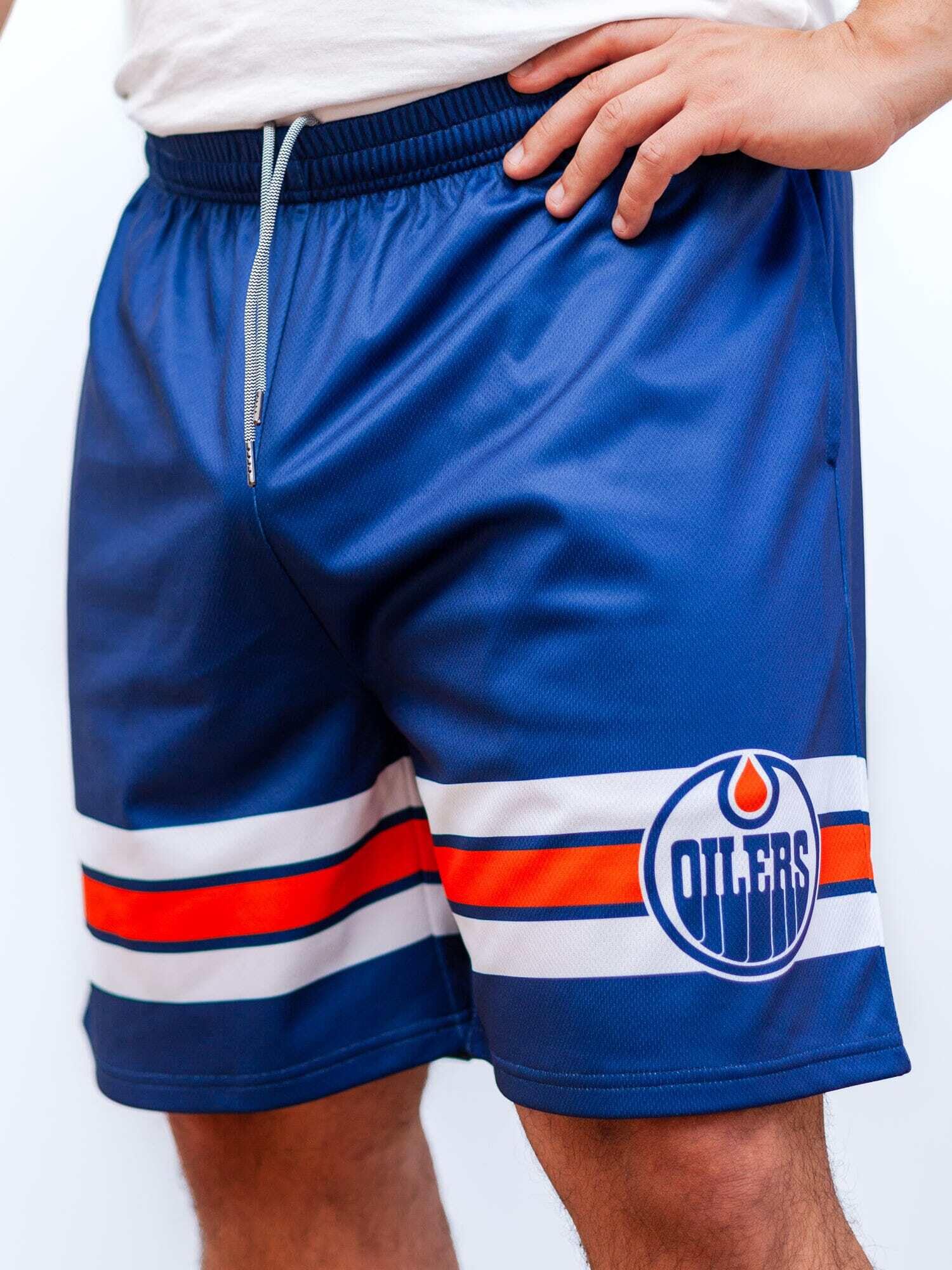 Calhoun Edmonton Oilers Mesh Hockey Shorts - Breathable & Lightweight for Men - Perfect for Hockey Games, Training & Casual Wear