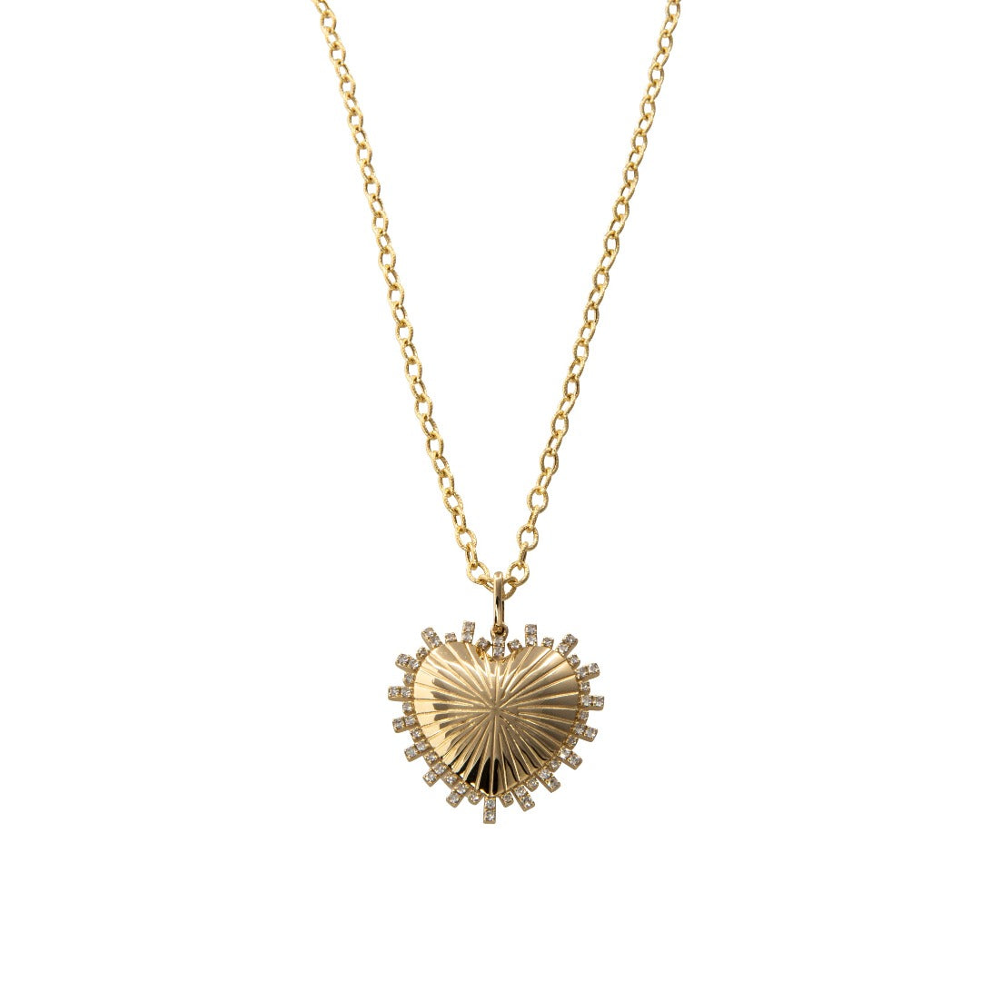 14K Gold Heart Pendant Necklace with Diamond Accents - Elegant Jewelry Gift for Women, Perfect for Valentine's Day, Anniversary & Special Occasions