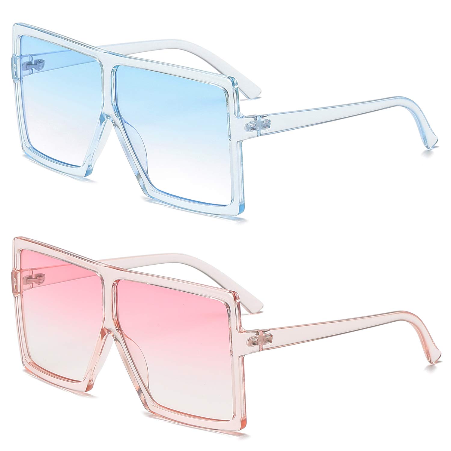 GRFISIA Square Oversized Sunglasses for Women & Men - UV Protection Flat Top Fashion Shades for Driving, Beach & Outdoor Activities