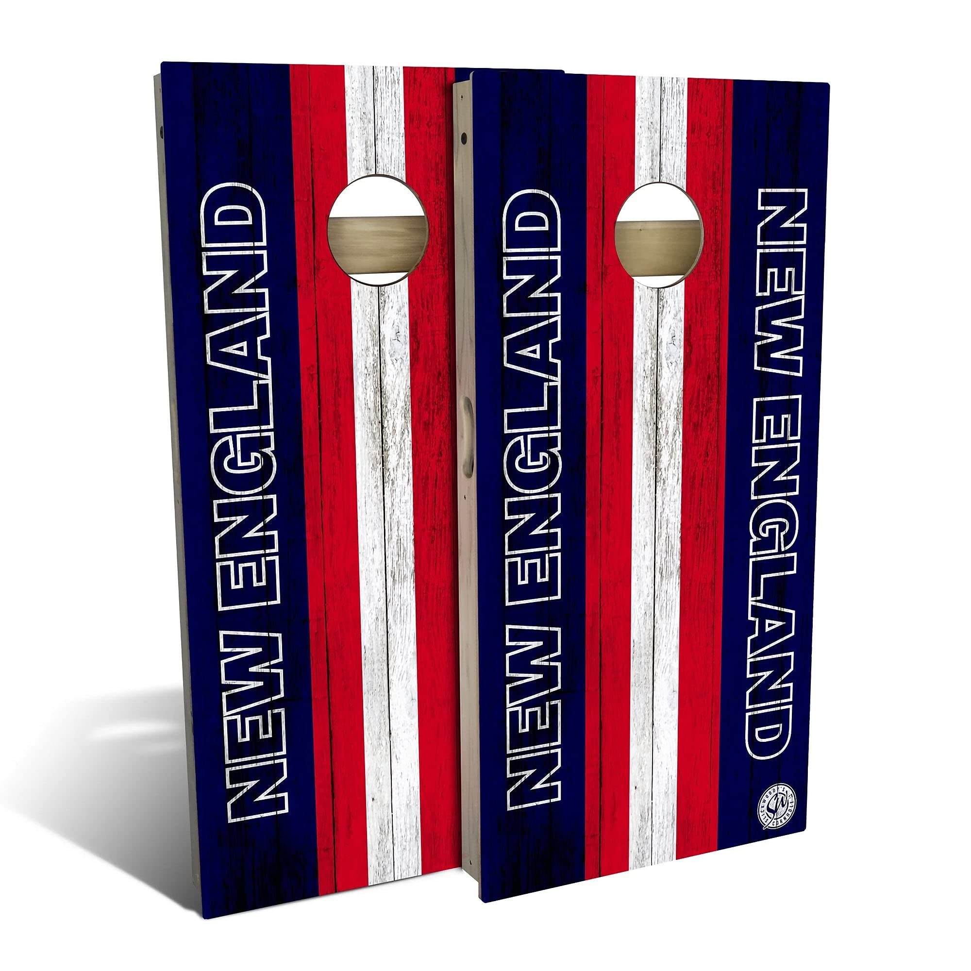 New England City Themed Cornhole Game Set - 2 Wooden Boards & 8 Bags - Outdoor Lawn Games for Backyard, Tailgating, Picnics & Parties - Multiple Sizes & Accessories Included