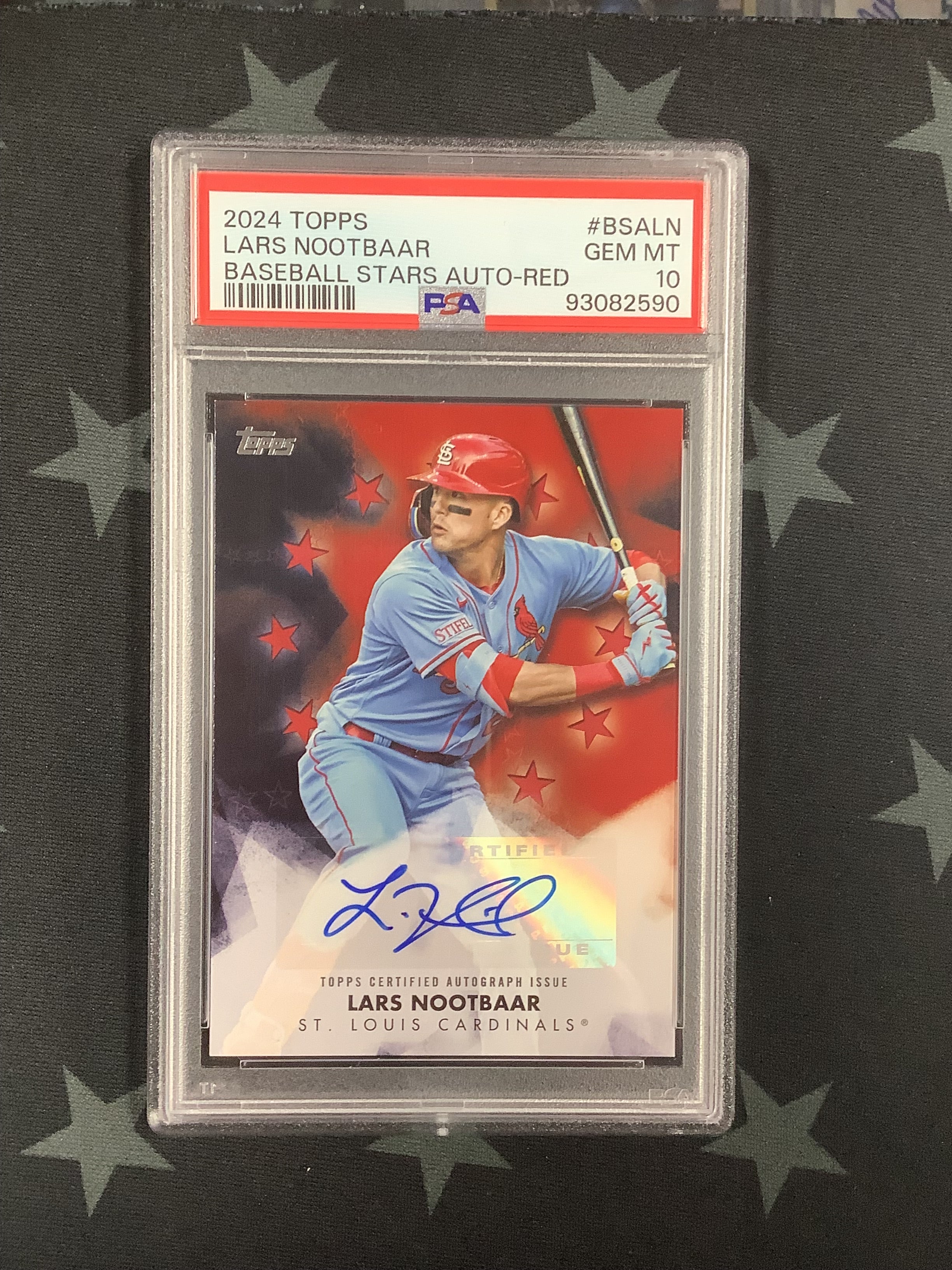 2024 Topps Lars Nootbaar Baseball Stars Auto Red #14/25 PSA 10 Gem Mint - Rare Collectible Sports Card for Trading, Investing & Display