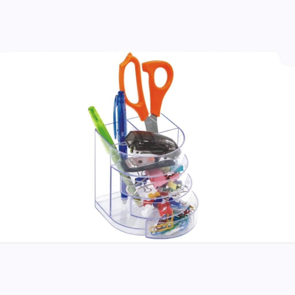 Multifunctional Rotating Pen Holder with Transparent Compartments - Desk Organizer for Pencils, Pens & Office Supplies | Perfect for Home, Office & School Workspaces (Color: Blue)