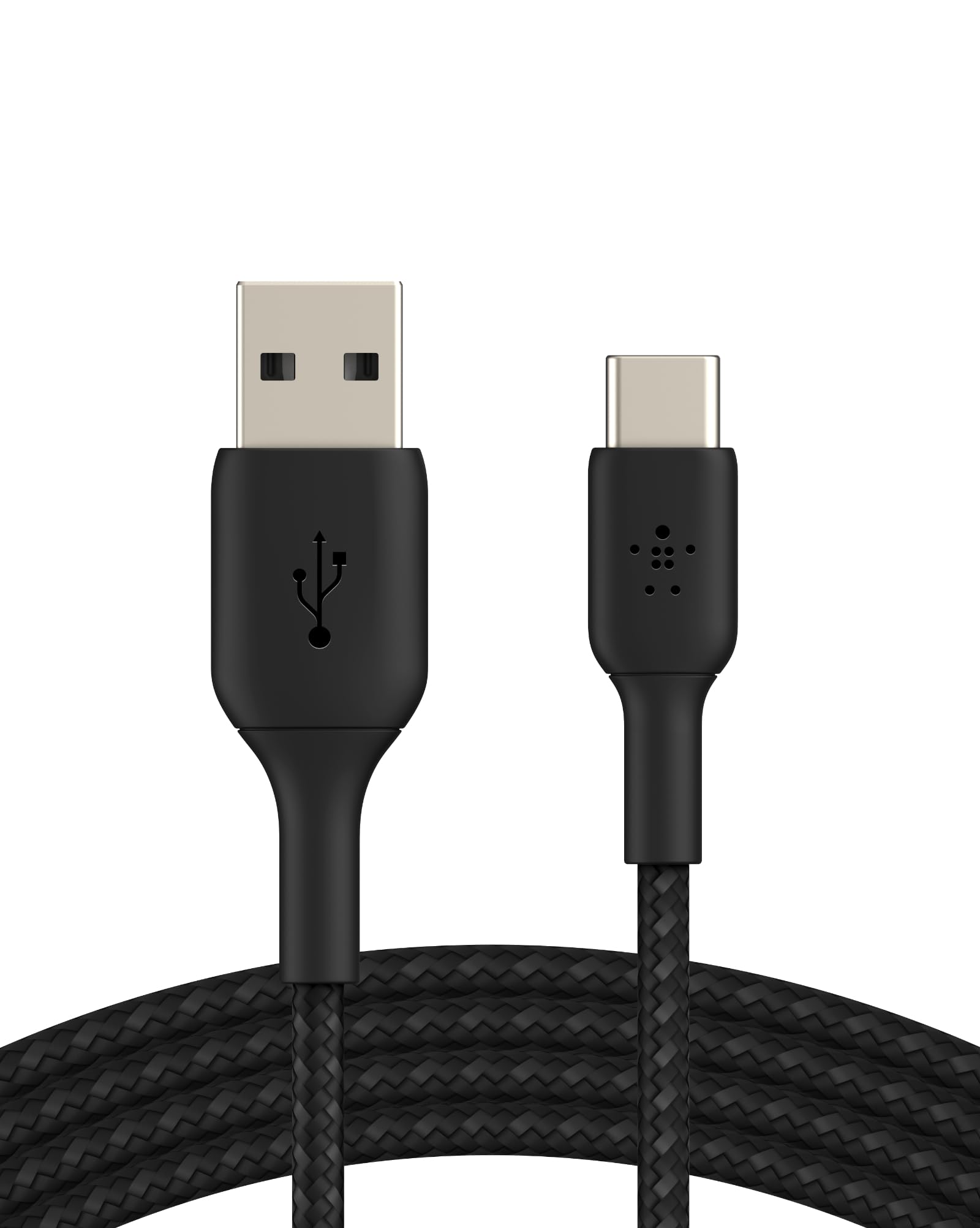Belkin BoostCharge Braided USB-C to USB-A Fast Charging Cable (3m, Black) - Compatible with iPhone 16/15, Samsung Galaxy S24/S23, Google Pixel, iPad, MacBook, Nintendo Switch & More - Perfect for Home, Office & Travel Charging