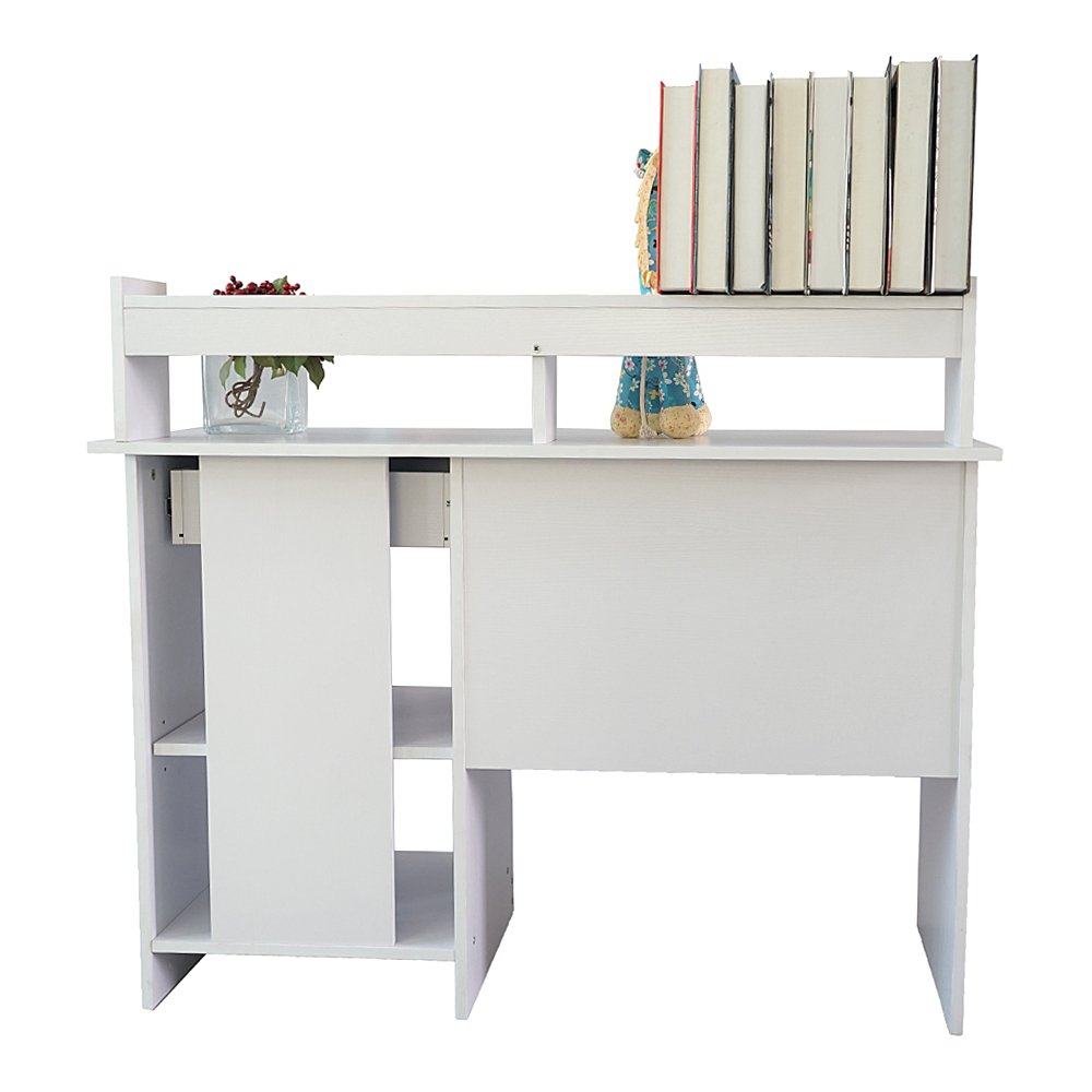 Knocbel Home Office Computer Desk with Storage Shelves & Drawers - 47 Inch White Writing Workstation for Small Spaces - Perfect for Remote Work, Study & Gaming Setup