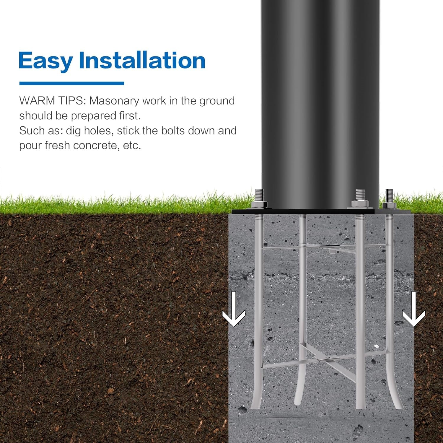Hykoont 13-20ft Outdoor Street Light Pole - Durable Galvanized Steel for Parking Lots, Roads, and Pathways | Weather-Resistant for Year-Round Use