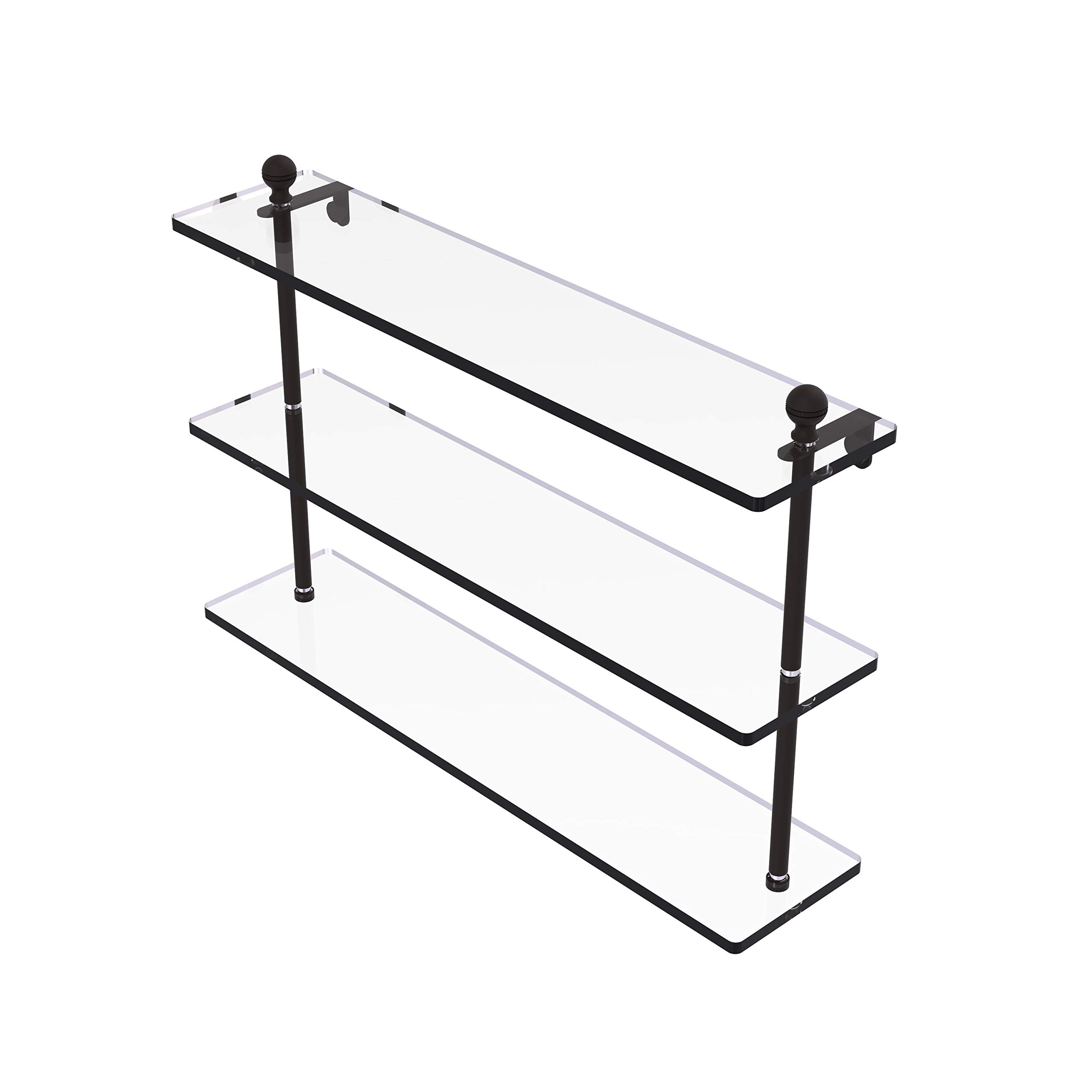 Allied Brass MA-5/22 Mambo Collection 22 Inch Triple Tiered Glass Shelf in Oil Rubbed Bronze - Perfect for Bathroom, Kitchen, or Living Room Storage & Display