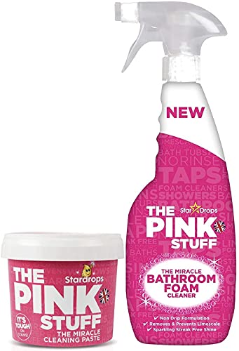 The Pink Stuff Miracle Cleaning Paste & Bathroom Foam Cleaner Bundle - All-Purpose Stain Remover for Kitchen, Bathroom, Tiles & Grout - 1 Paste + 1 Foam Cleaner (Perfect for Deep Cleaning & Tough Stains)