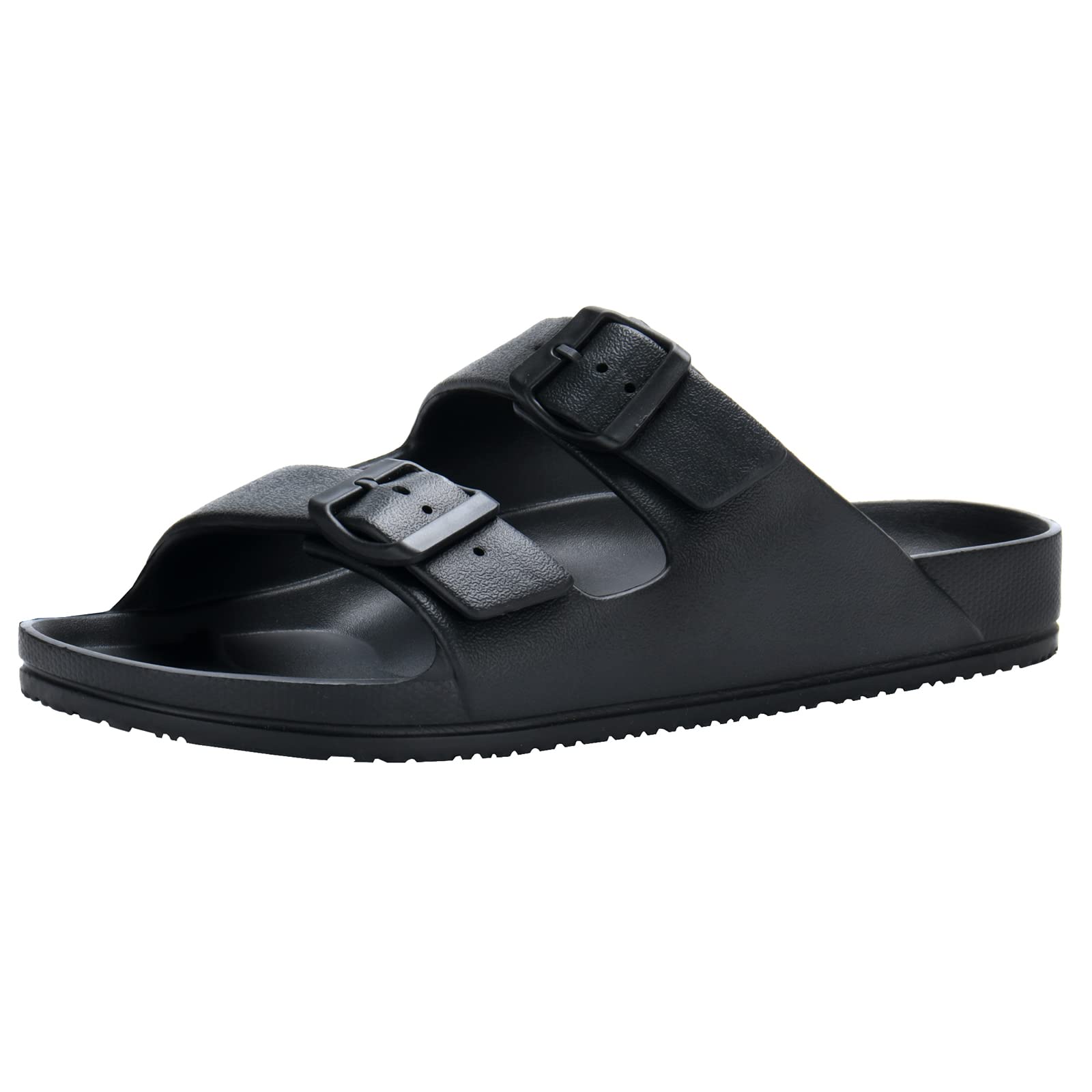 **Men's Adjustable Slip-On Sandals - Lightweight EVA Slides for Summer, Beach, Pool & Shower - Waterproof Comfortable Bathroom House Slippers with Double Buckle - Perfect for Indoor, Outdoor & Travel Use**