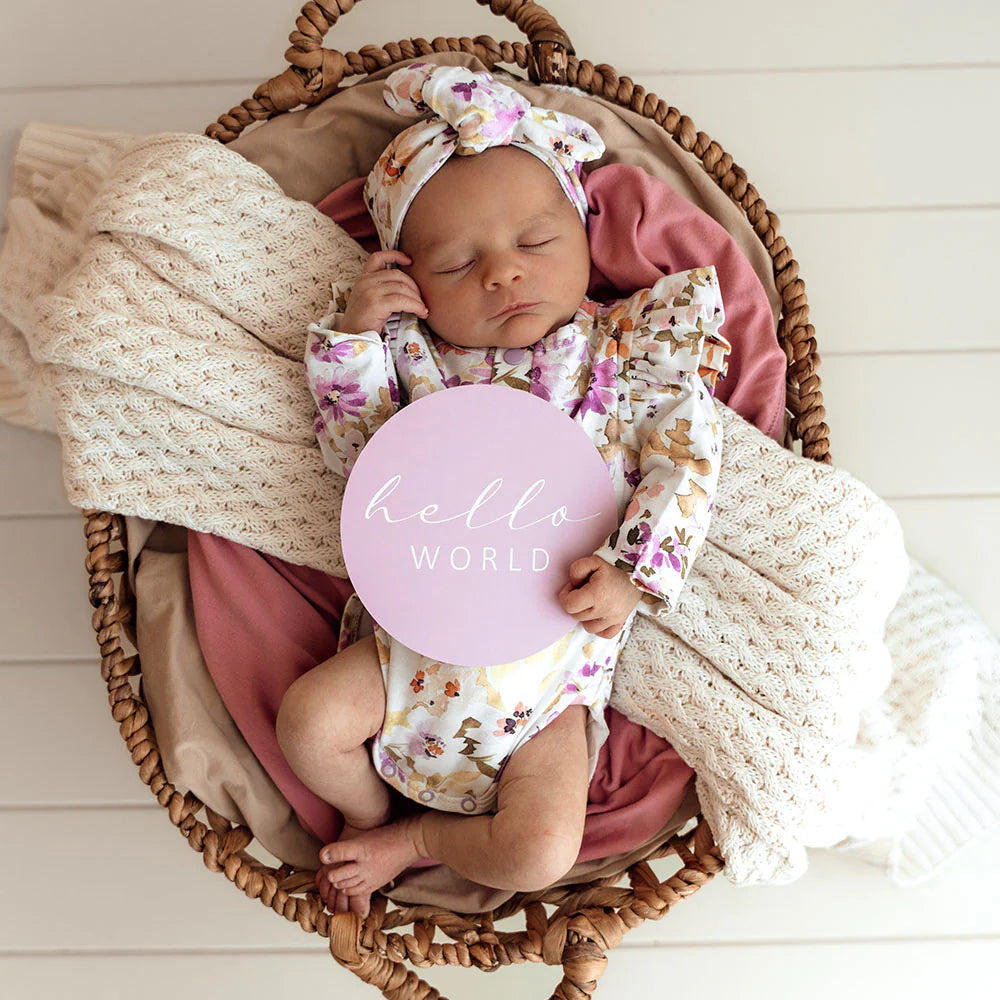 Snuggle Hunny Reversible Milestone Baby Photo Cards - Isla & Lilac Floral Design for Newborn Photography and First Year Memories