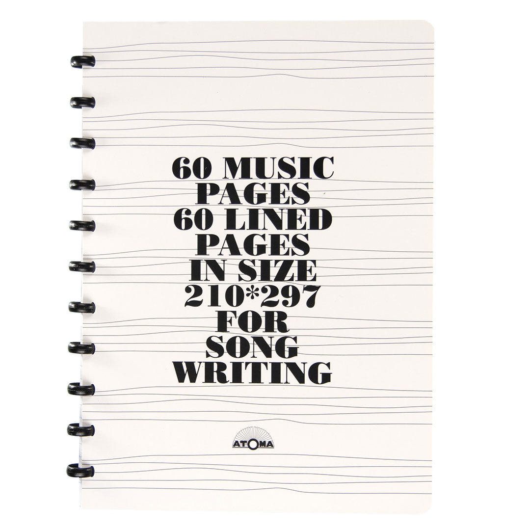 Atoma Music Notebook A4 - Refillable & Durable Sheet Music Book for Musicians, Composers & Students - Perfect for Piano, Guitar & Songwriting Practice