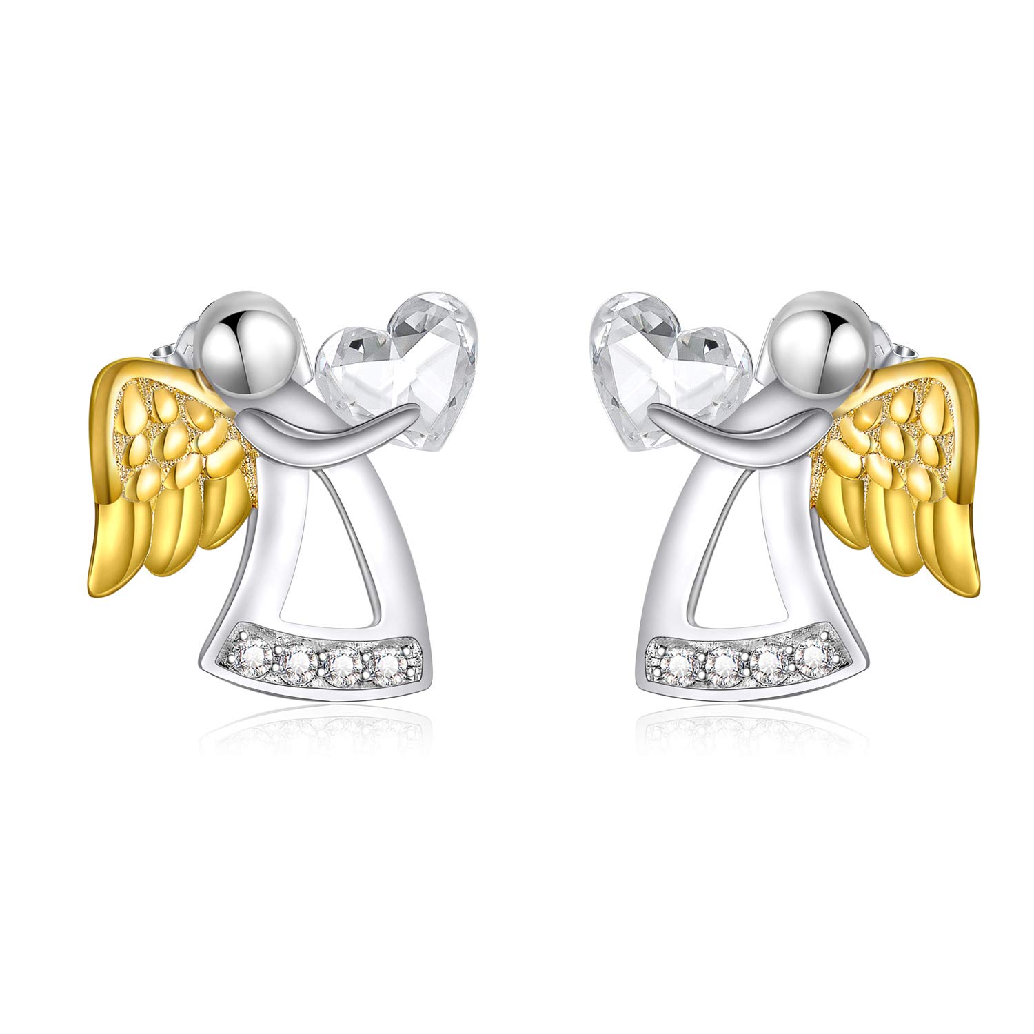 AOBOCO Sterling Silver Guardian Angel Stud Earrings for Women - Hypoallergenic Religious Jewelry Gift Set for Birthday, Christmas, Baptism & Special Occasions | Perfect for Daily Wear, Church & Spiritual Protection