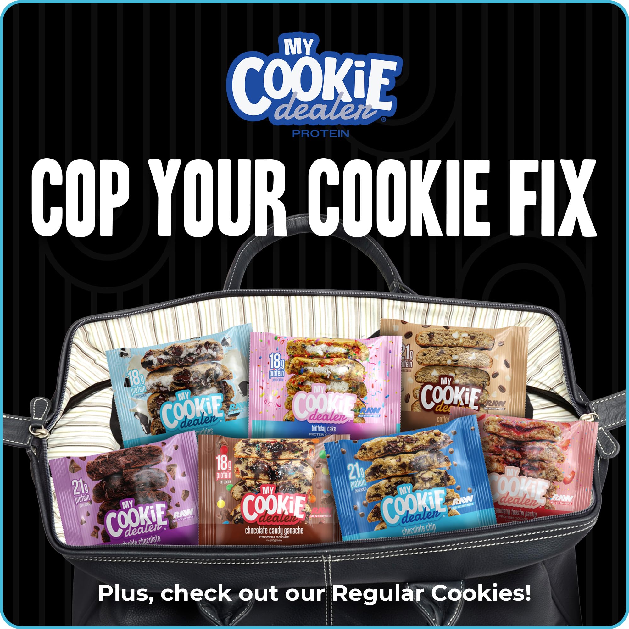 My Cookie Dealer Protein Cookies, Milk and Cookies Flavor (6-Pack, 4oz Each) - High Protein Snack with 18g Protein per Cookie | Made with RAW Nutrition Protein | Individually Wrapped for Travel, Gym & On-the-Go Healthy Snacking