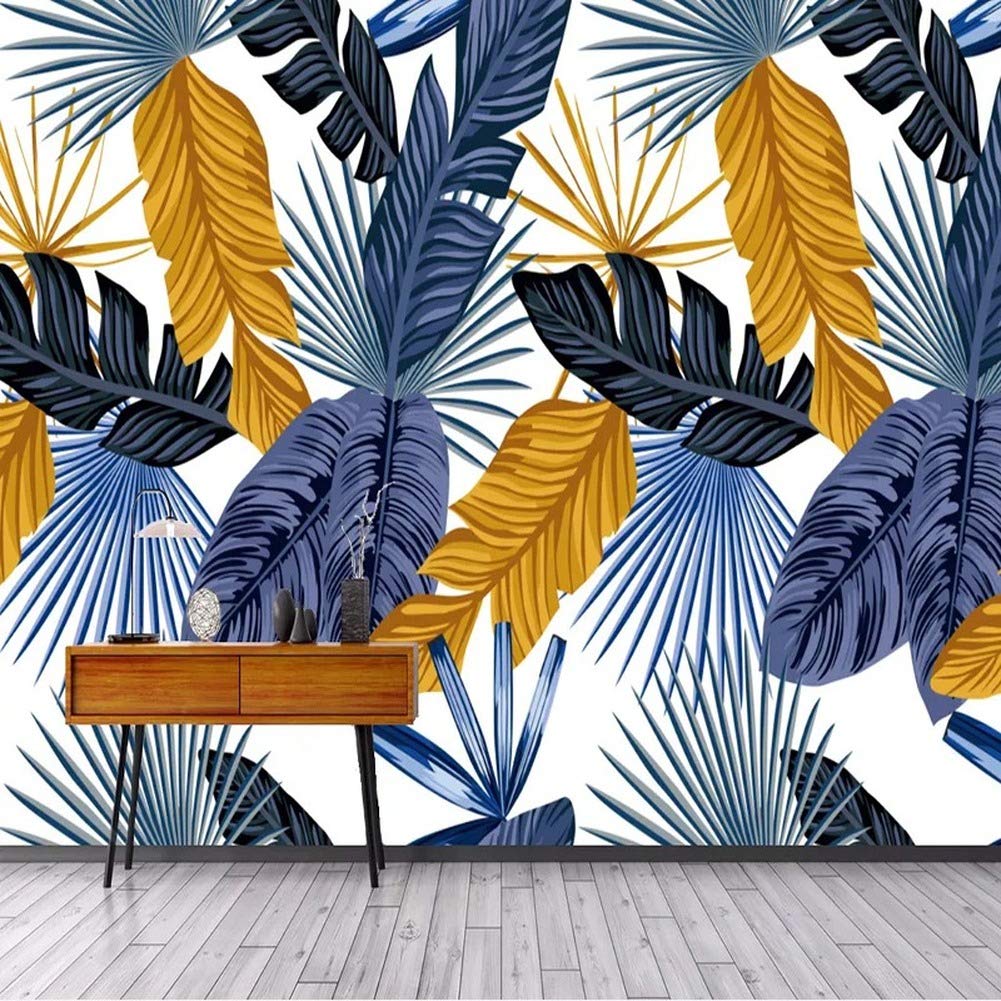 Tropical Banana Leaf 3D Wallpaper - Self-Adhesive Waterproof Wall Sticker for Living Room & Kitchen Decor (177x118in) | Hand-Painted Palm Leaf Mural | Perfect for Boho, Tropical, and Coastal Home Design