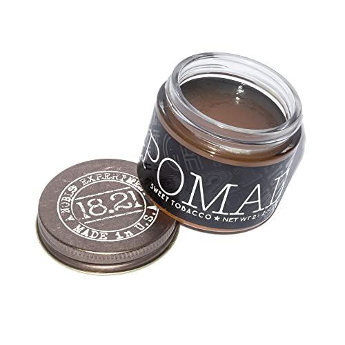 18.21 Man Made Hair Pomade for Men - Sweet Tobacco Scent, Strong Hold & High Shine Styling Wax - Perfect for Classic Pompadour, Slick Back & Vintage Hairstyles