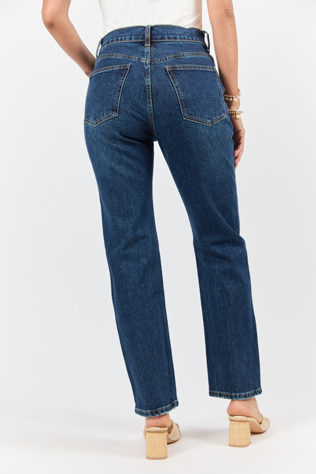 Millie Dark Wash Straight Leg Jeans for Women - High Waist Denim Pants with Stretch, Comfort Fit for Casual Wear & Everyday Outfits