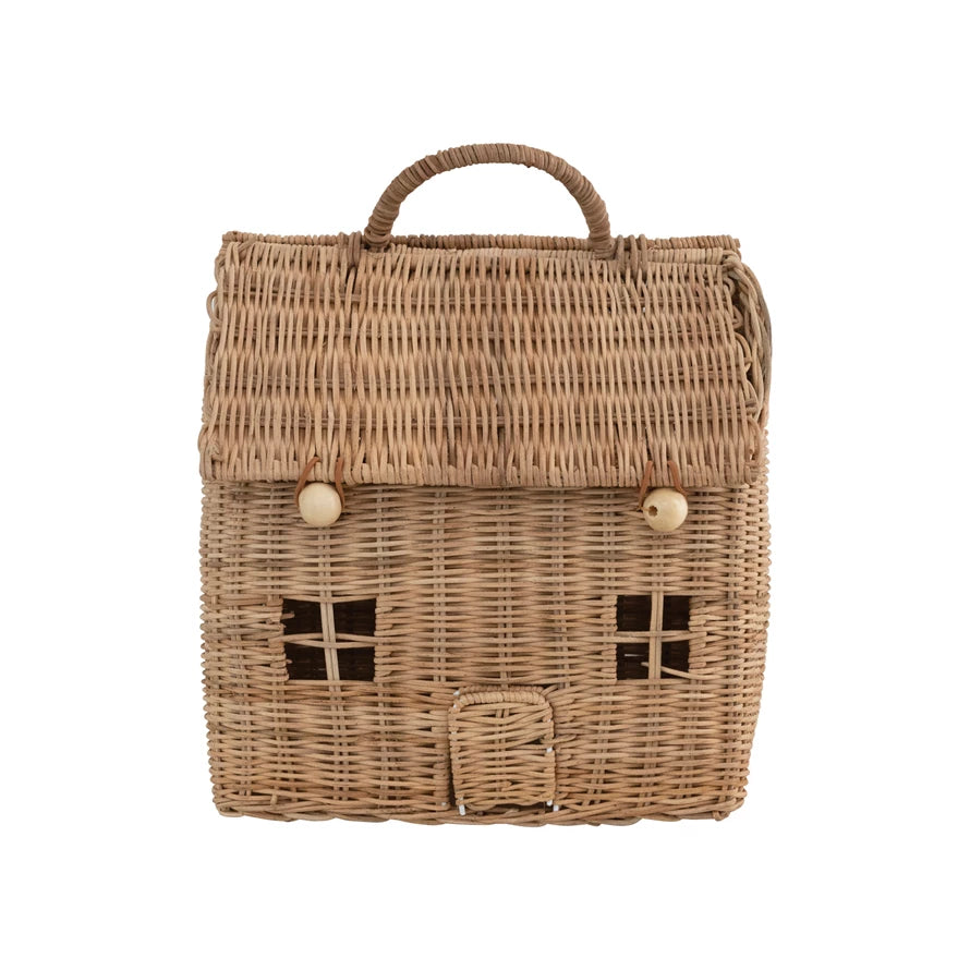 Hand Woven Rattan Storage Basket - Natural Wicker Organizer for Home Decor, Laundry, Toys & Blankets | Perfect for Living Room, Bedroom & Nursery Organization