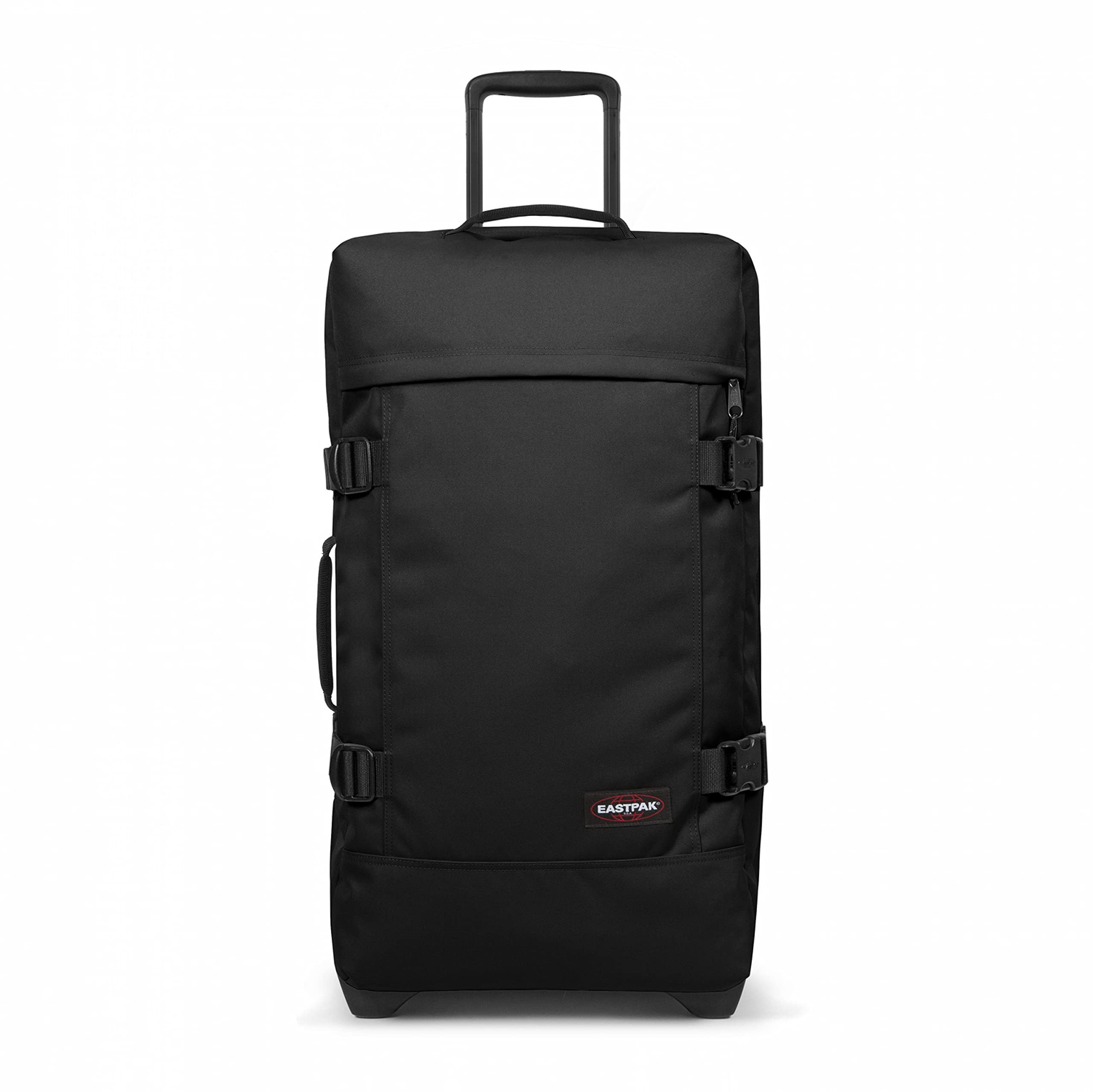 Eastpak Tranverz Wheeled Suitcase - TSA Lock, 2 Wheels & 2 Compartments with Compression Straps - Medium Black Carry-On Luggage for Business & Vacation Travel