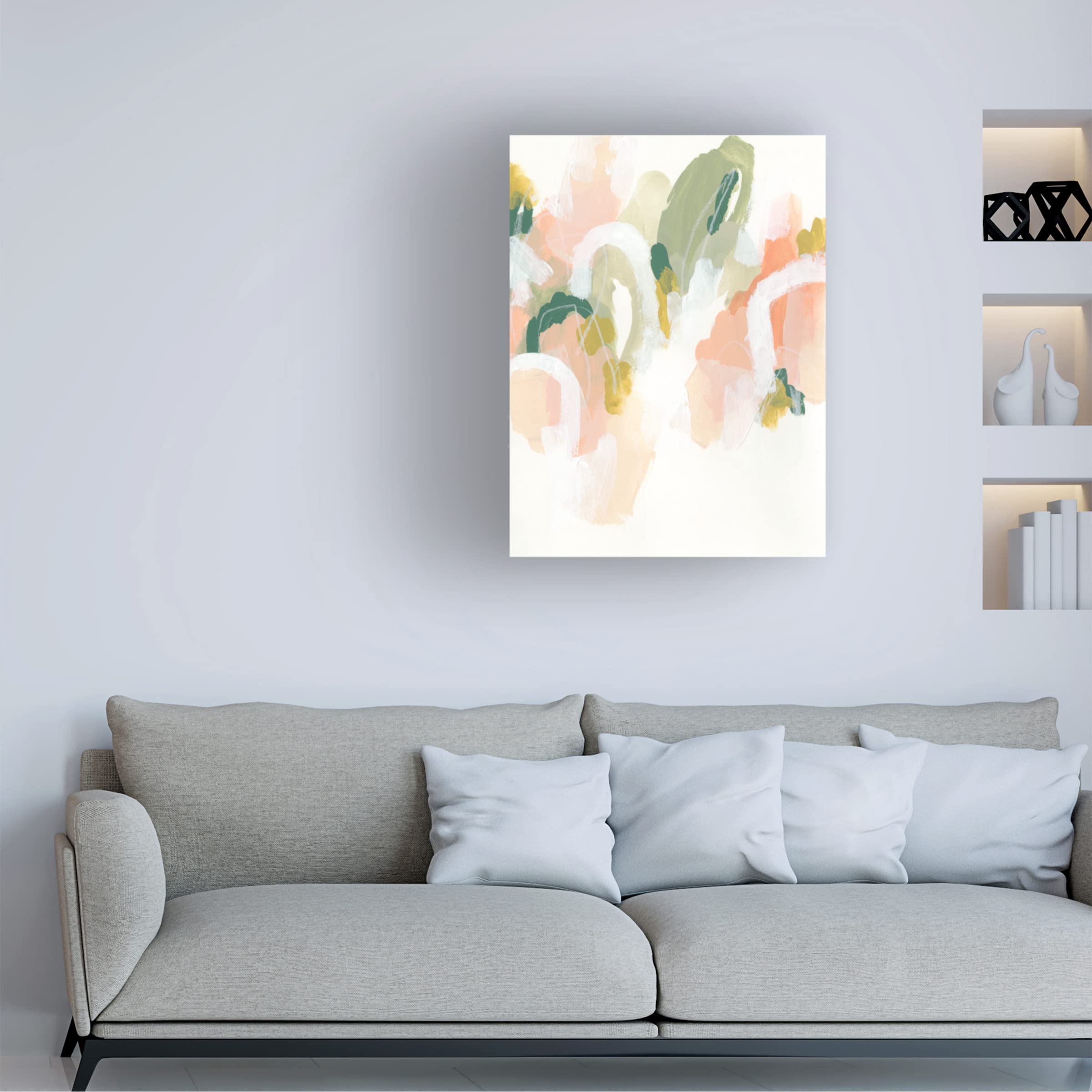 Trademark Fine Art 'Pastel Cascade I' Canvas Wall Art by June Erica Vess - Elegant Abstract Painting for Living Room, Bedroom & Office Decor