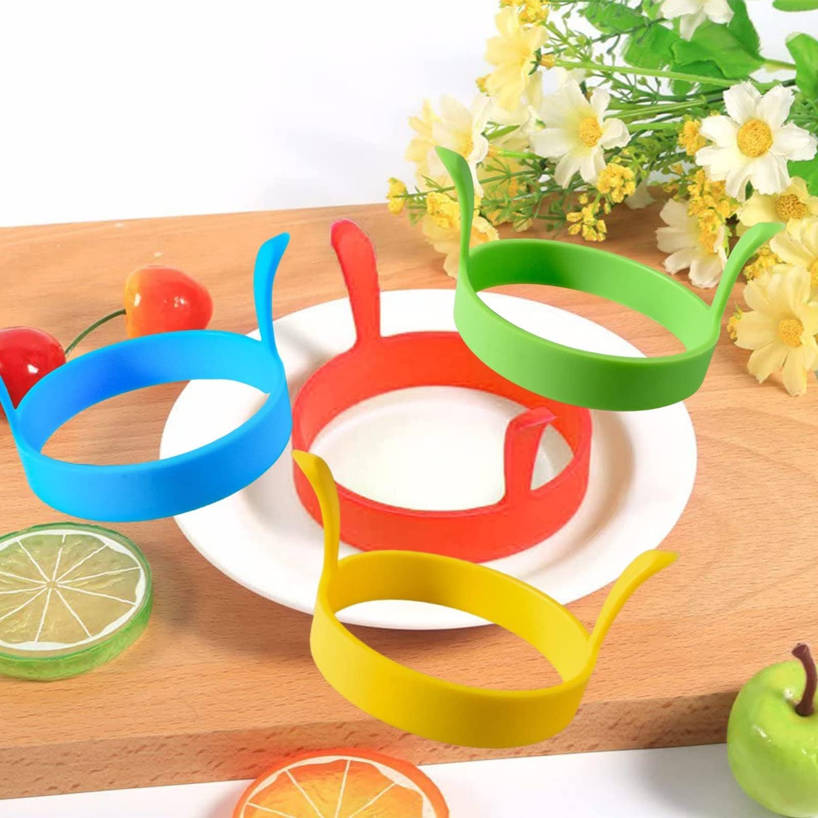 4 Pack Non-Stick Silicone Egg Rings - 3.15 Inch Round Fried Egg Molds for Perfect Sunny Side Up Eggs | Heat-Resistant Pancake & Egg Cooking Rings | Ideal for Breakfast, Brunch, Camping & Kitchen Use
