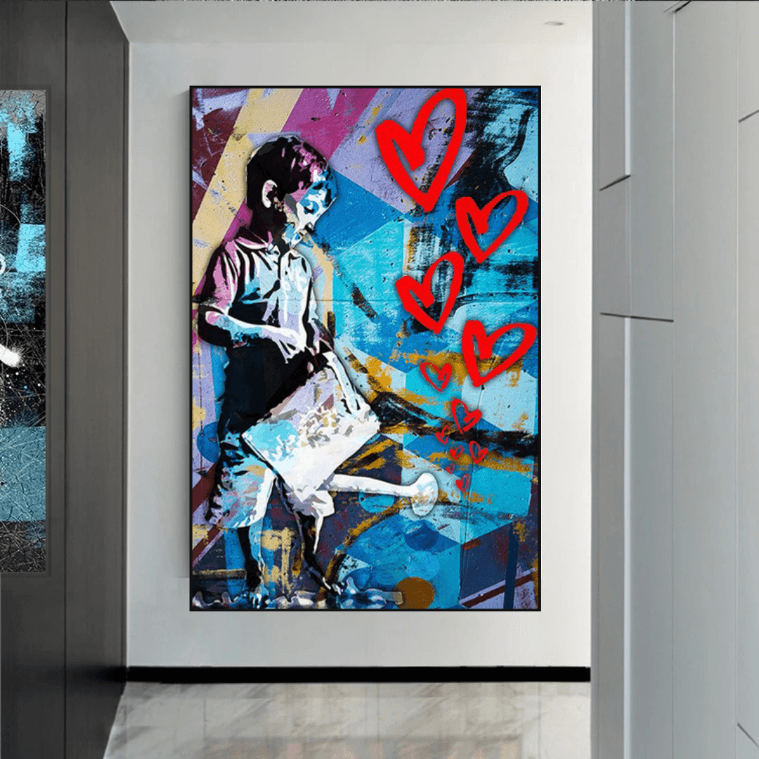 Banksy Street Art Boy Planting Love Canvas Wall Art - Modern Home Decor for Living Room, Bedroom & Office
