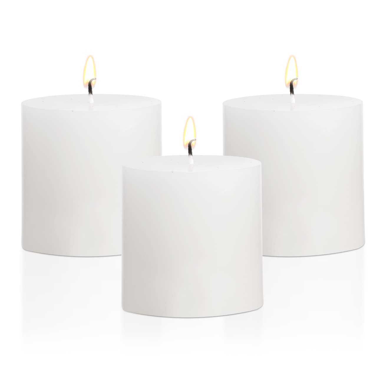 3×3 Inch White Unscented Pillar Candles Set of 3 - Hand-Poured Smokeless Cotton Wick for 90 Hours Burning - Perfect for Weddings, Home Decor, Restaurants, Spa & Church Ceremonies - Elegant Centerpiece for Romantic Dinners & Relaxing Ambiance