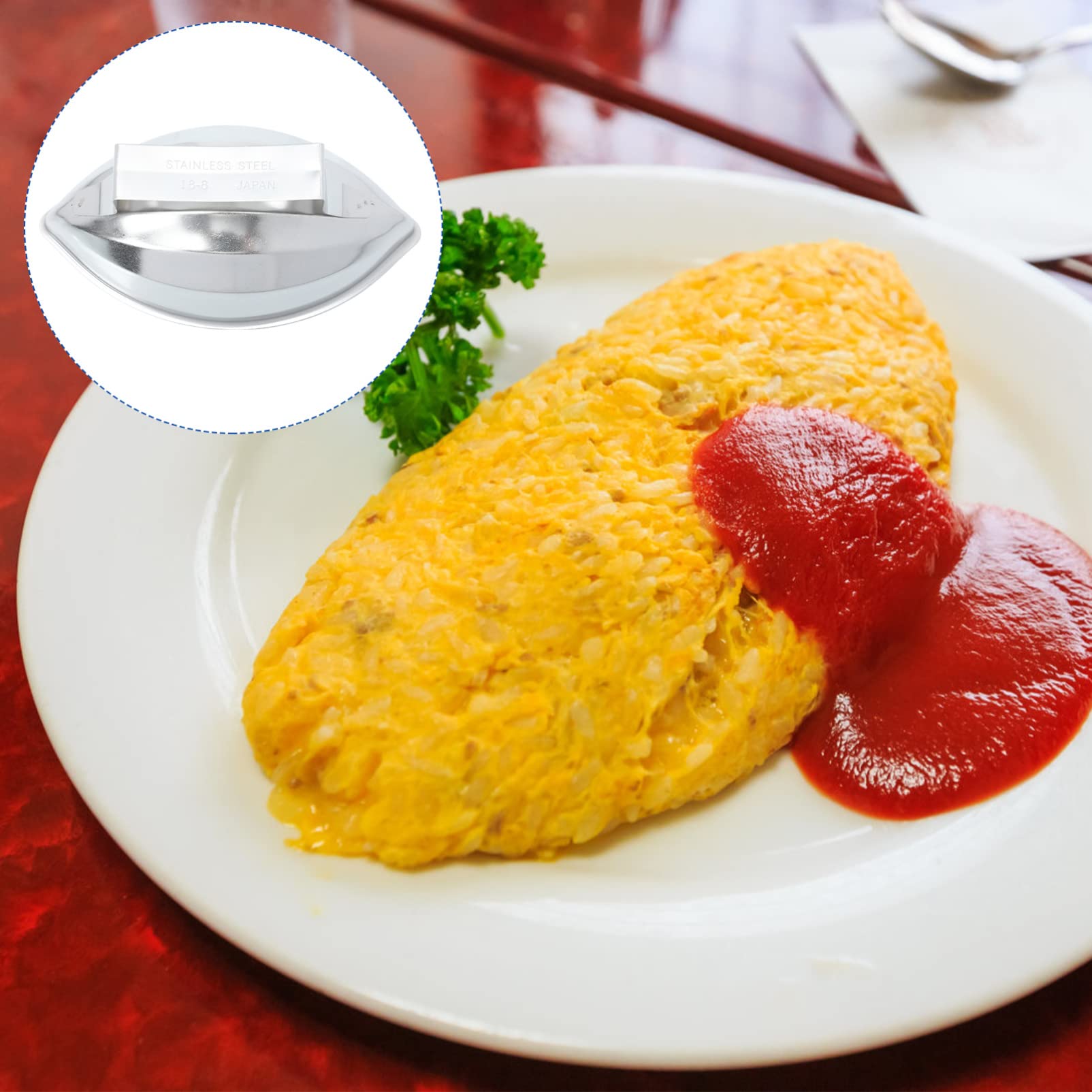 Yardwe Stainless Steel Papaya Rice Mold - Professional Omurice, Omuraisu & Tamagoyaki Maker - Japanese Sushi Rice Ball Shaper for Perfect Rice Shapes - Ideal for Home Cooking, Bento Boxes & Japanese Cuisine
