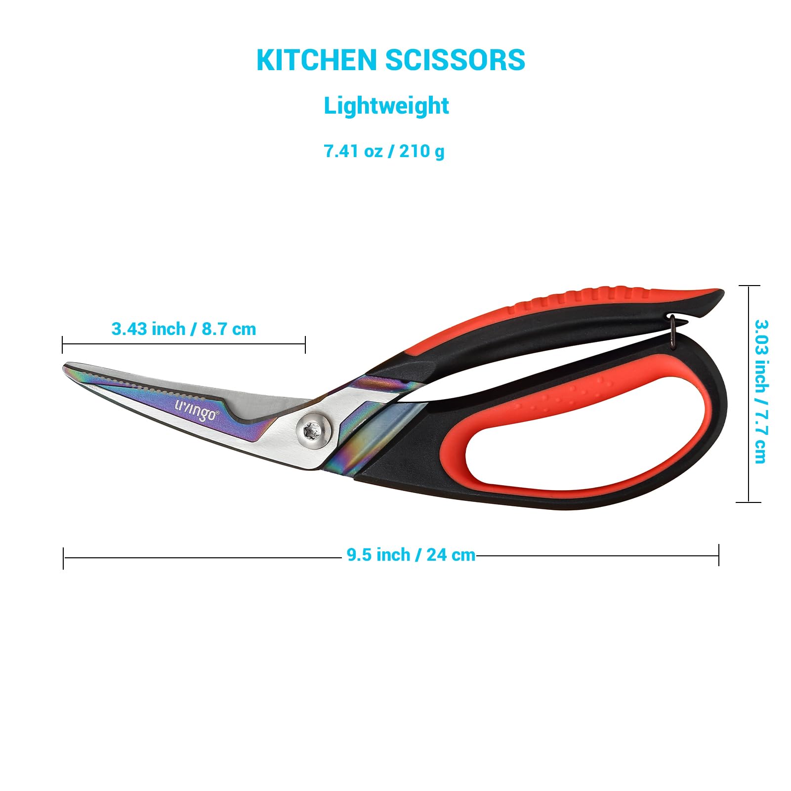 LIVINGO Heavy Duty Kitchen Scissors - Titanium Coated Sharp Poultry Shears for Cutting Chicken Bones, Meat, Vegetables | Multipurpose Food Scissors with Comfortable Grip & Safety Lock (9.5 Inch) | Perfect for Meal Prep, Butchering, and Home Cooking