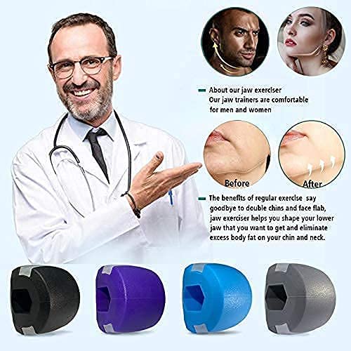 Dlala Jawline Exerciser Tool for Men & Women - Double Chin Reducer, Face Slimmer & Jawline Shaper - Helps Tone Facial Muscles, Reduce Stress & Cravings - Perfect for Home, Office & Travel Use - Blue