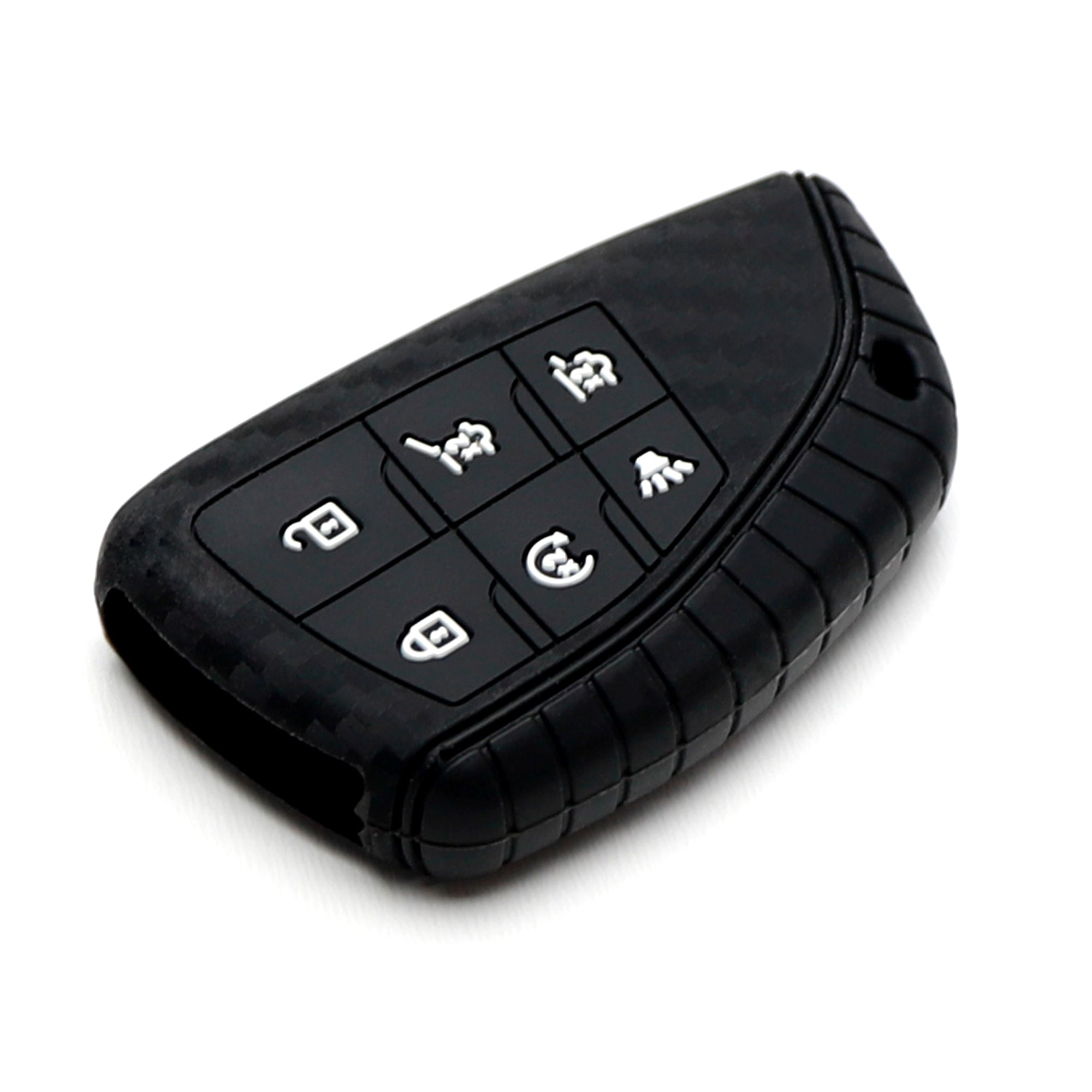 Carbon Fiber Pattern Silicone Key Fob Cover for 2015-2023 Chevy Suburban/Tahoe & GMC Yukon (6 Button) - Anti-Scratch Protection, Perfect for Daily Use and Car Enthusiasts