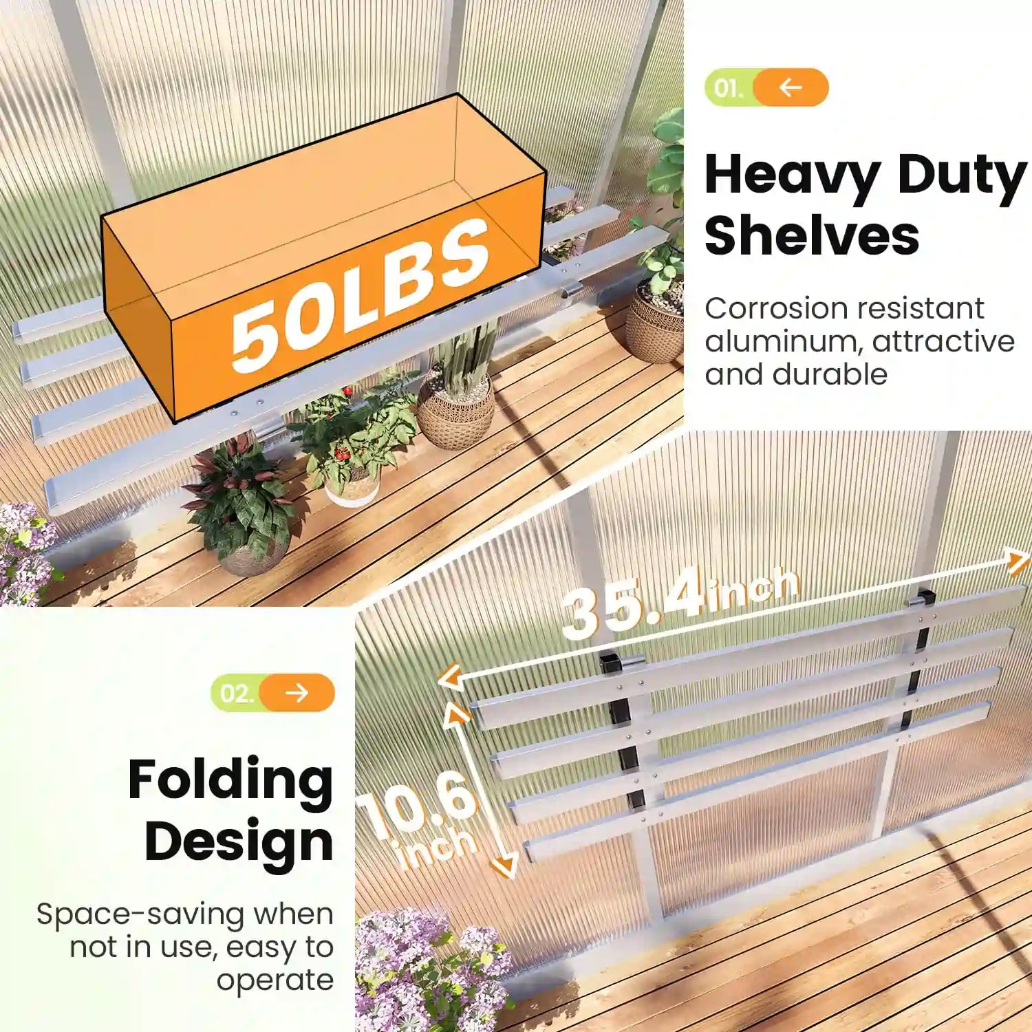 Premium Walk-in Polycarbonate Greenhouse Kit - 6'x8' Sturdy & Weatherproof Backyard Garden Greenhouse for Year-Round Planting | Perfect for Vegetables, Flowers & Seed Starting