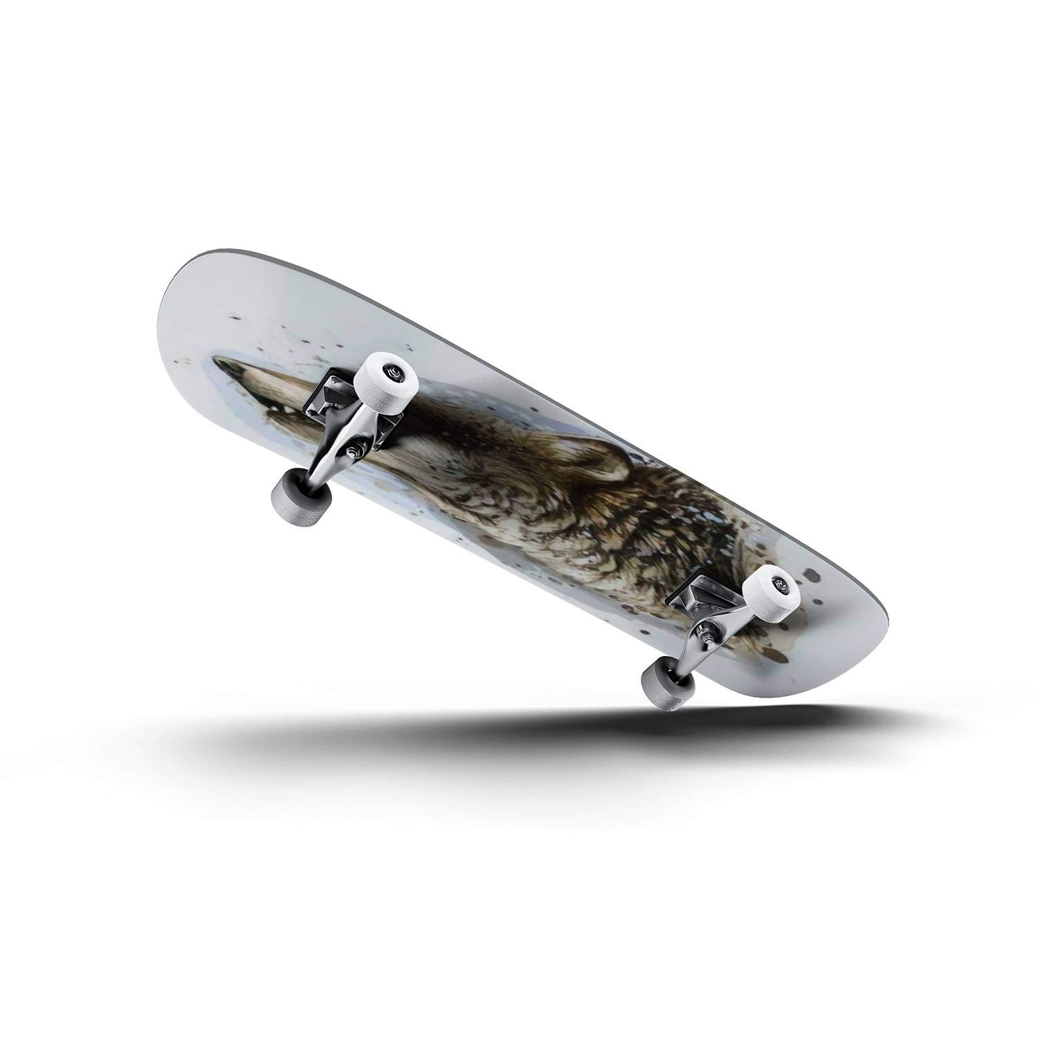 The Wolf Howls Graphic Skateboard - Classic Concave Deck with Wolf Head Design | Durable Longboard for Beginners & Professionals | Perfect Teen Gift for Extreme Sports & Street Skating