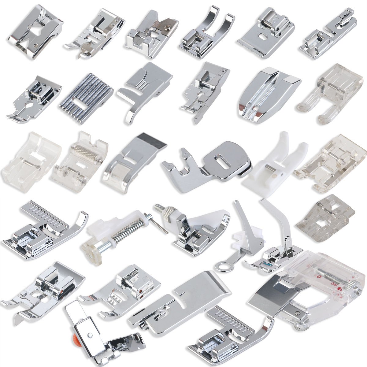 32-Piece Sewing Machine Accessories Kit - Walking Foot, Blind Hem Foot, Quilting Presser Feet & More for Domestic Sewing - Perfect for Quilting, Garment Making & DIY Crafts