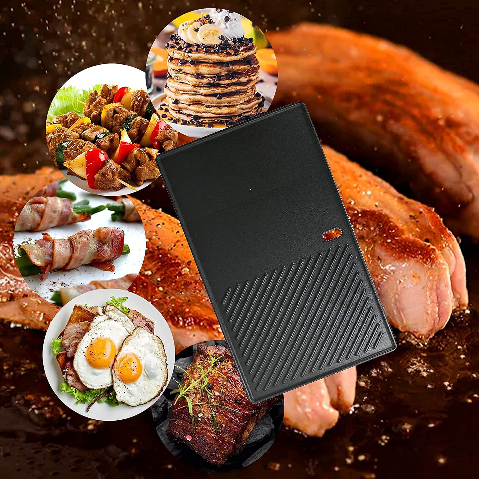Uniflasy 7637 17.5 Inch Stainless Steel Grill Cooking Grates & Griddle with Warming Rack - Compatible with Weber Spirit 200 Series (E210, E220, S210, S220) - Perfect for Backyard BBQs, Camping & Outdoor Cooking
