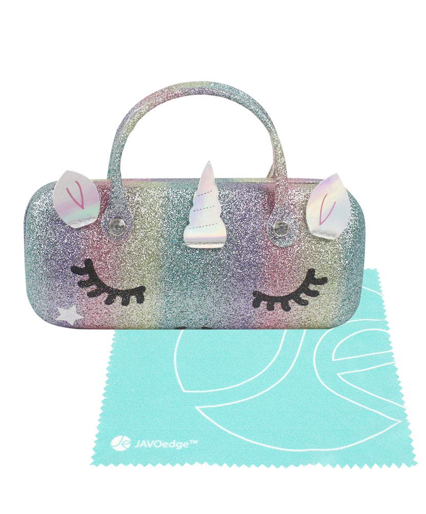 **JAVOedge Kids Eyeglass Case - Durable Hard Shell with Handle & Cleaning Cloth - Fun Patterns for Girls & Boys - Perfect for School, Travel & Daily Use**