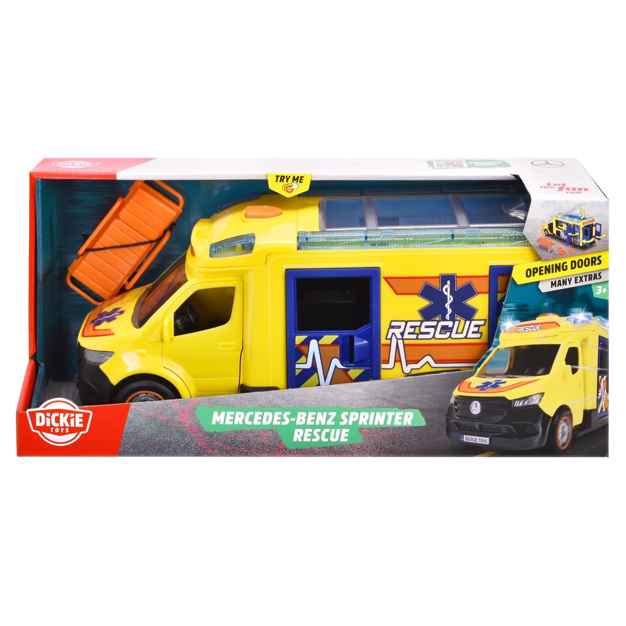 Dickie Toys FIRE & Rescue Ambulance Sprinter - Realistic Emergency Vehicle Toy for Kids, Die-Cast Metal & Plastic Construction - Perfect for Imaginative Play, Role-Playing, and Collecting