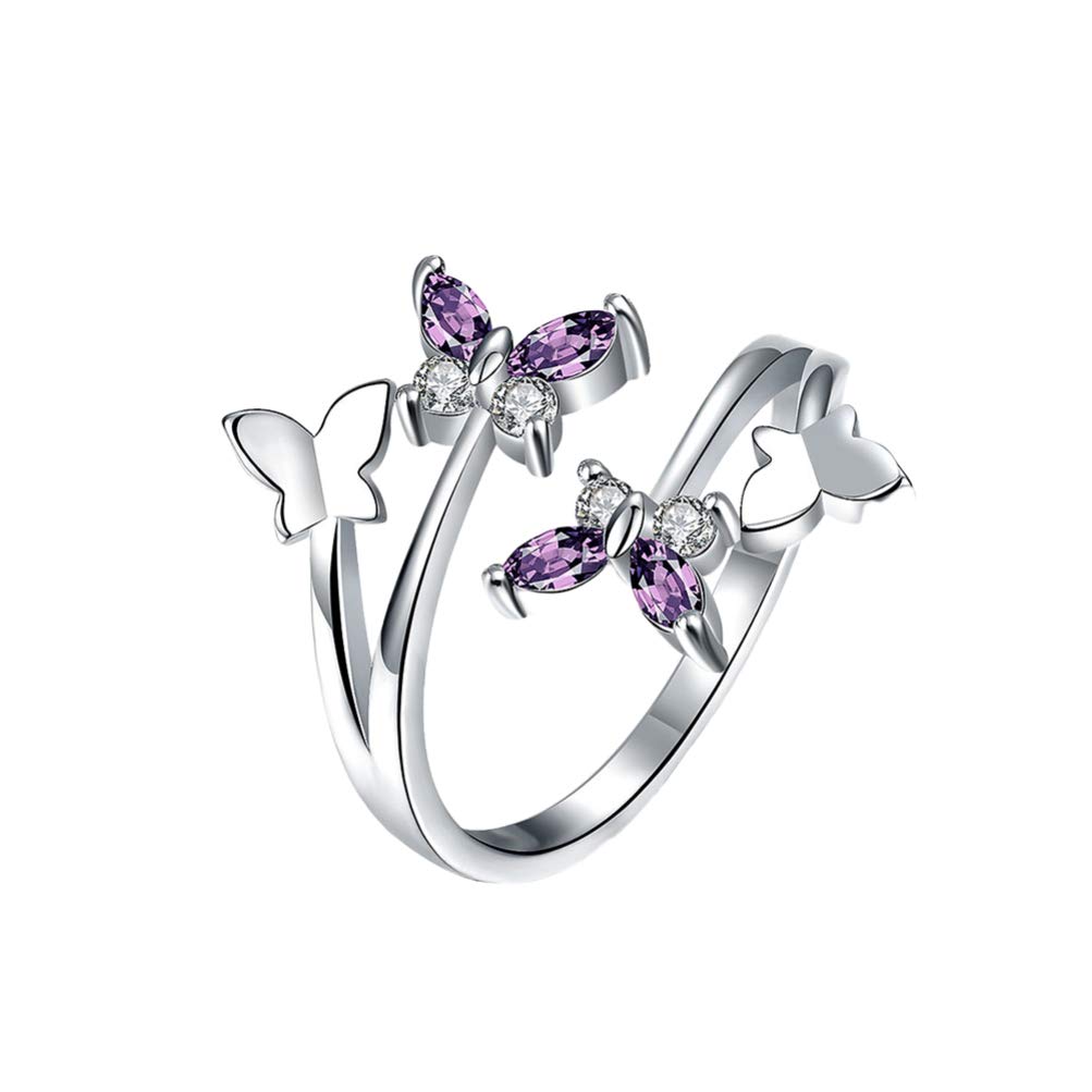 18K Gold Adjustable Butterfly Ring for Women - Elegant Rhinestone Crystal Open Ring, Perfect Engagement Gift & Fashion Jewelry | Ideal for Weddings, Anniversaries, and Special Occasions