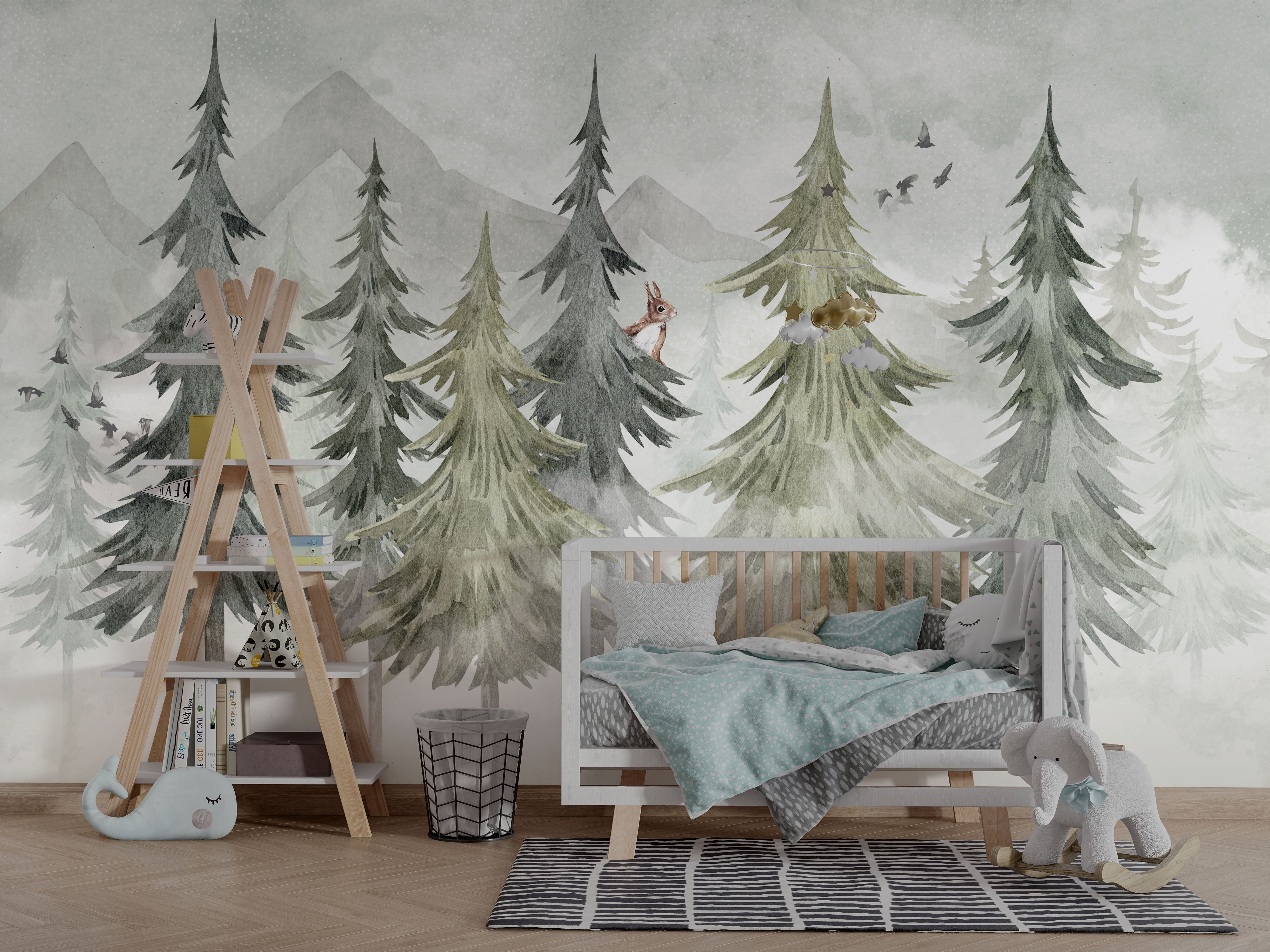 Woodland Trees Wallpaper Mural - Nature-Inspired Peel & Stick Wall Decor for Living Room, Bedroom, Nursery | Easy to Install & Removable | Perfect for Home, Office & Commercial Spaces