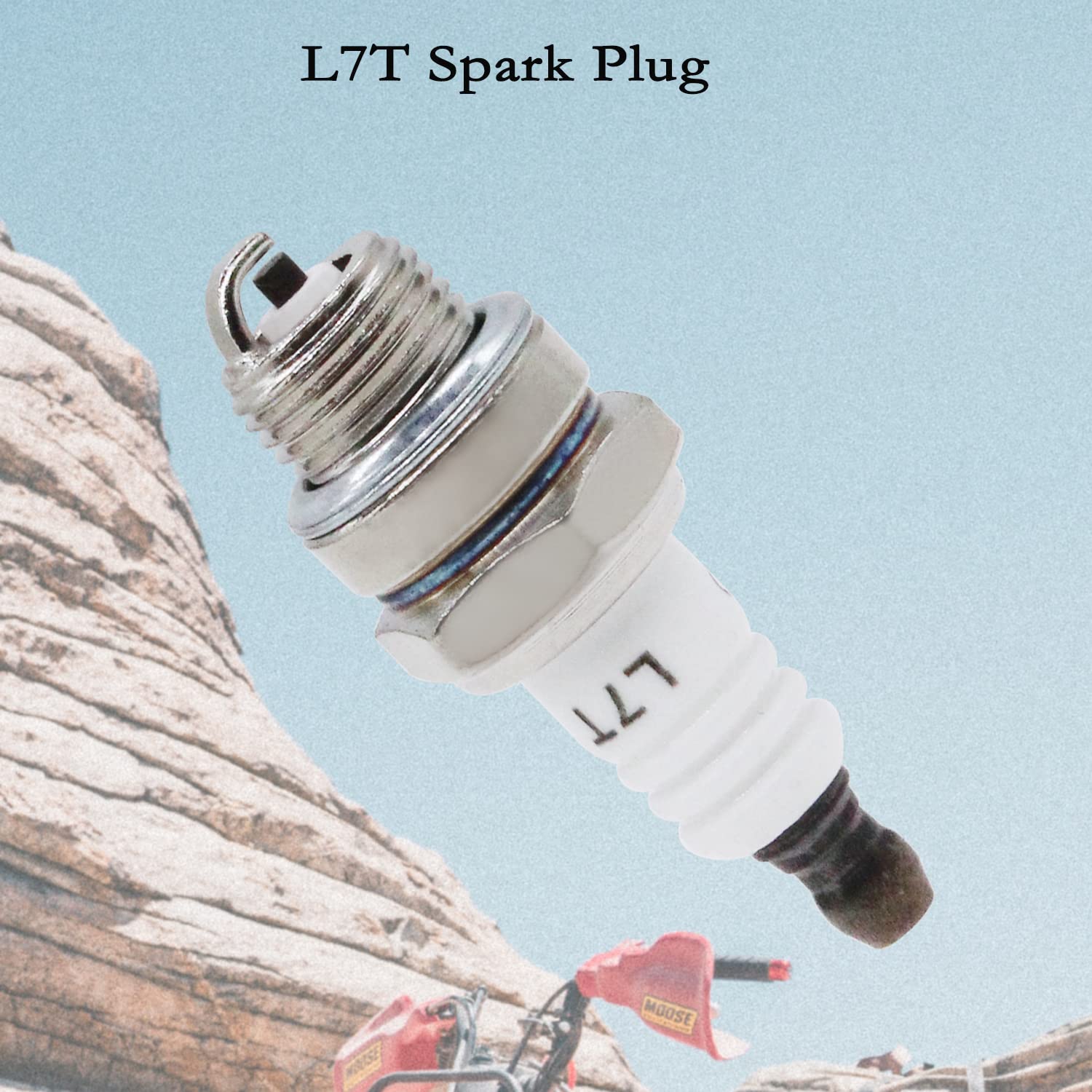 High-Performance Spark Plug L7T for 2-Stroke 33cc-49cc Engines - Compatible with ATV, Mini Pocket Bike, Quad Scooter, Chainsaw, Trimmer, Brushcutter, Strimmer, Lawn Mower - Fits BM6A, Echo, Wacker, Kawasaki (1 Pack) - Ideal for Small Engine Maintenance & Power Tool Repair