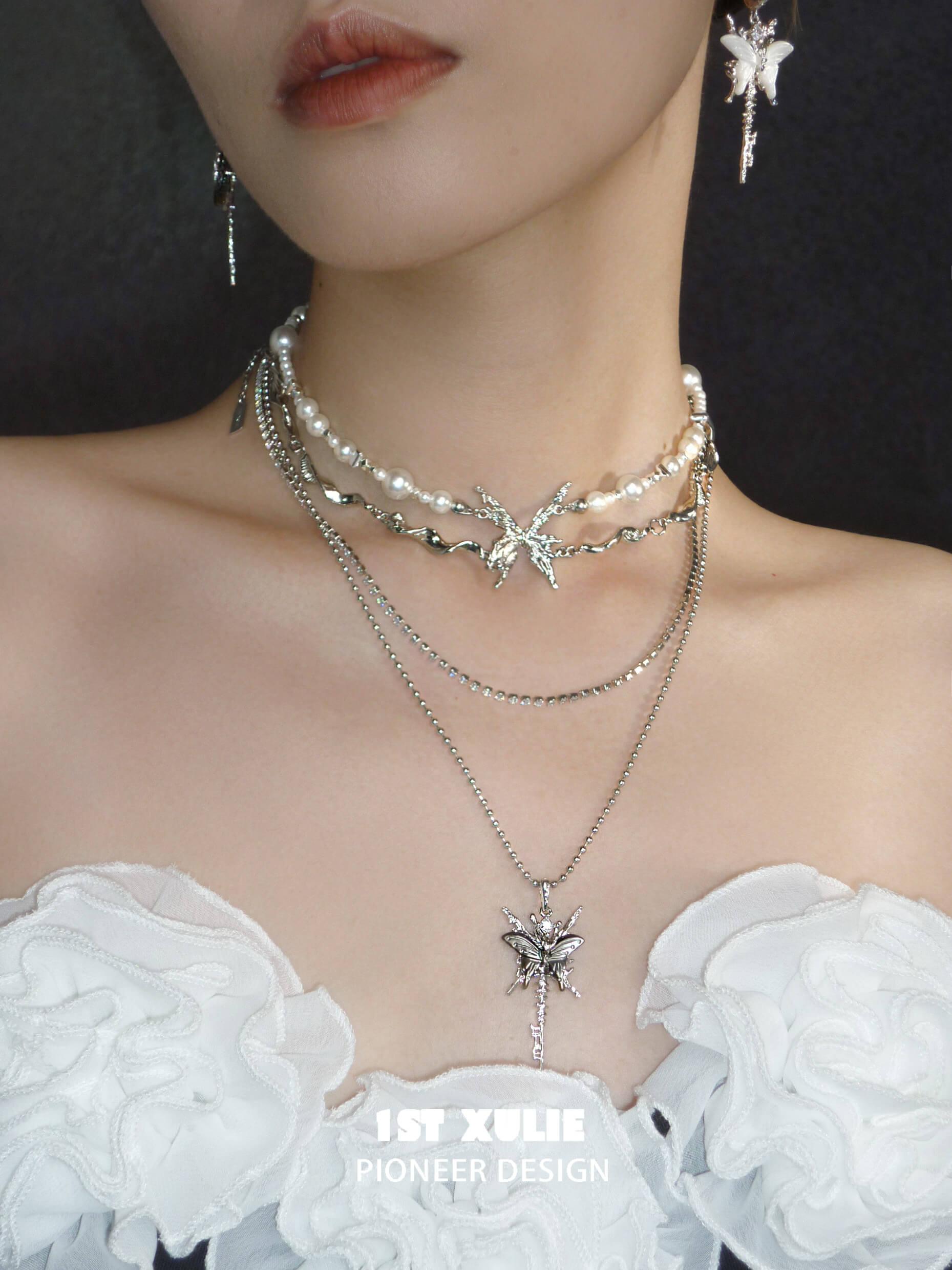 18K Gold Plated Butterfly Pendant Necklace with Pearl & White Shell - Elegant Jewelry for Women, Perfect for Valentine's Day Gifts, Anniversary Presents & Special Occasions