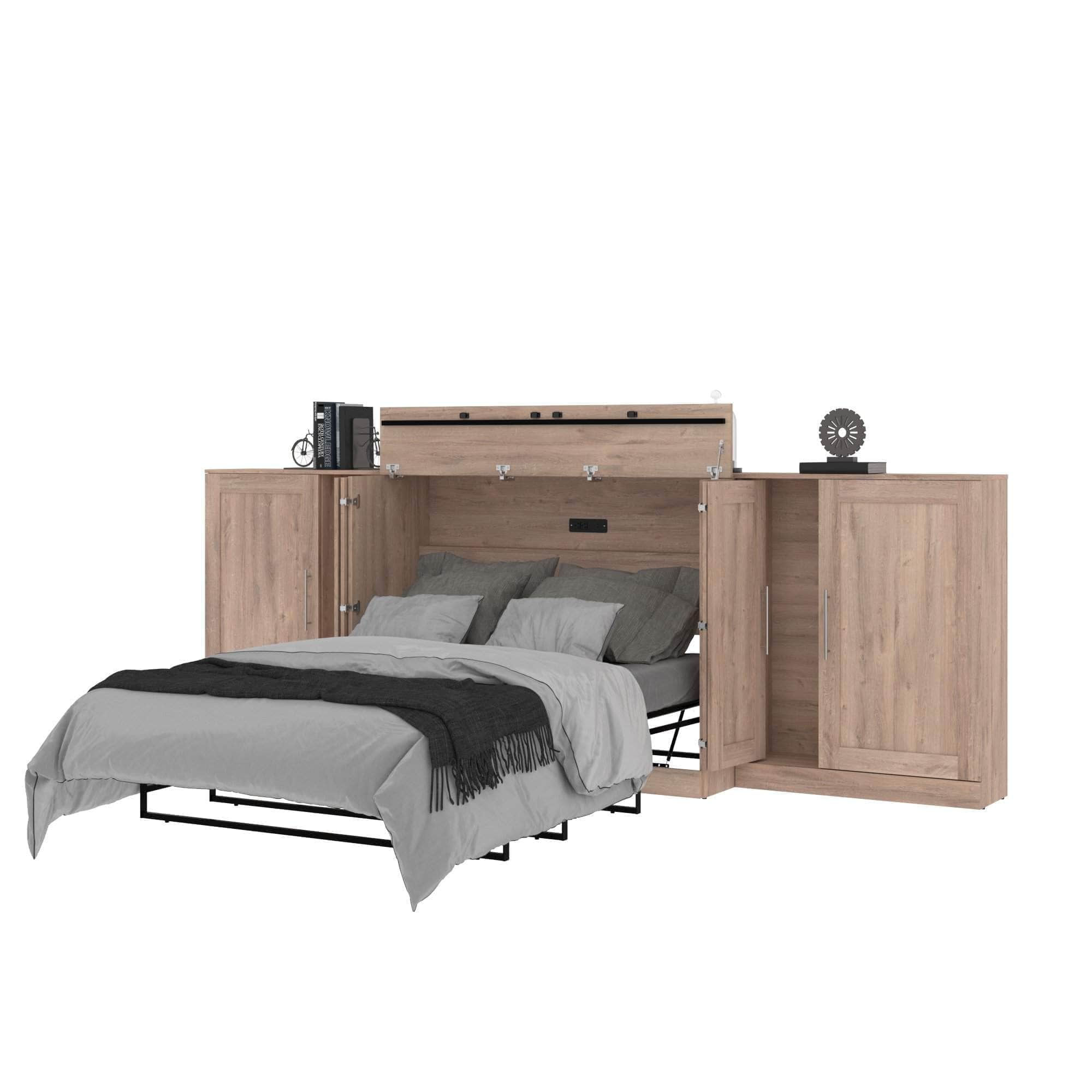 Pur Full Murphy Cabinet Bed with Mattress & 2x36