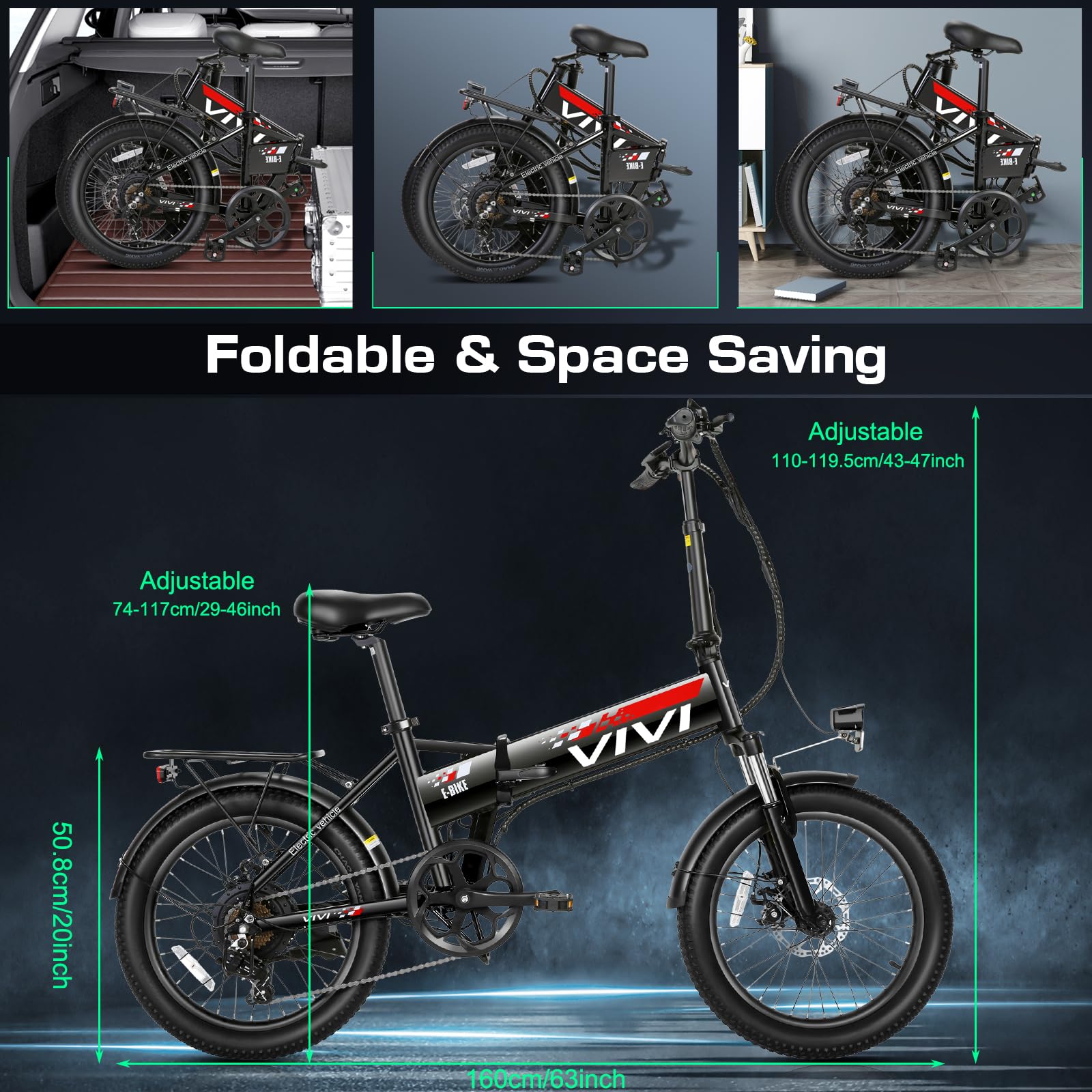 Vivi 750W Folding Electric Bike - 20