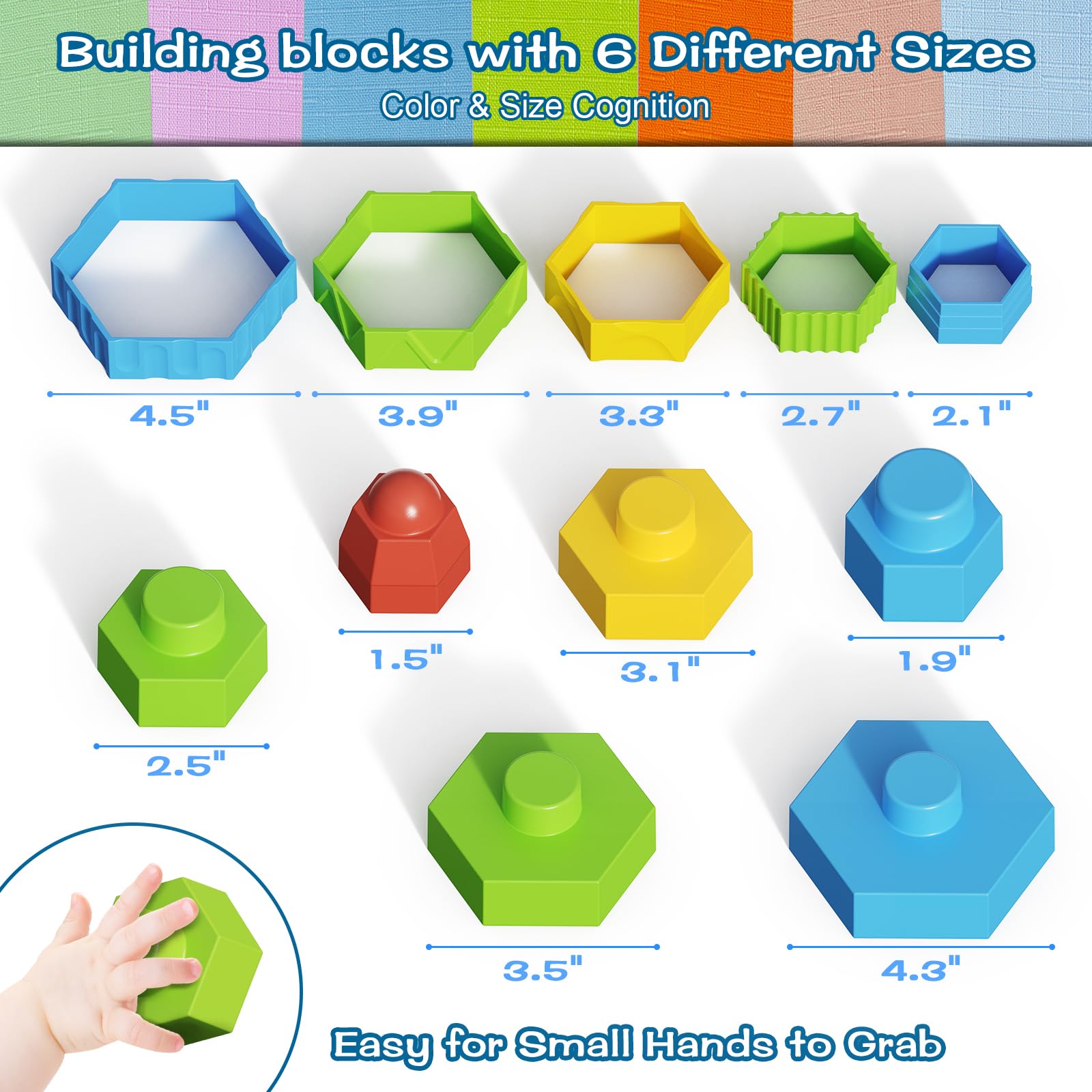 Montessori Baby Stacking Toys for 6-18 Months | STEM Sensory Building Blocks for Toddlers 1-4 Years | Fine Motor Skills Learning Toys | Perfect Birthday Gift for Boys & Girls | Great for Preschool Playtime & Early Childhood Development